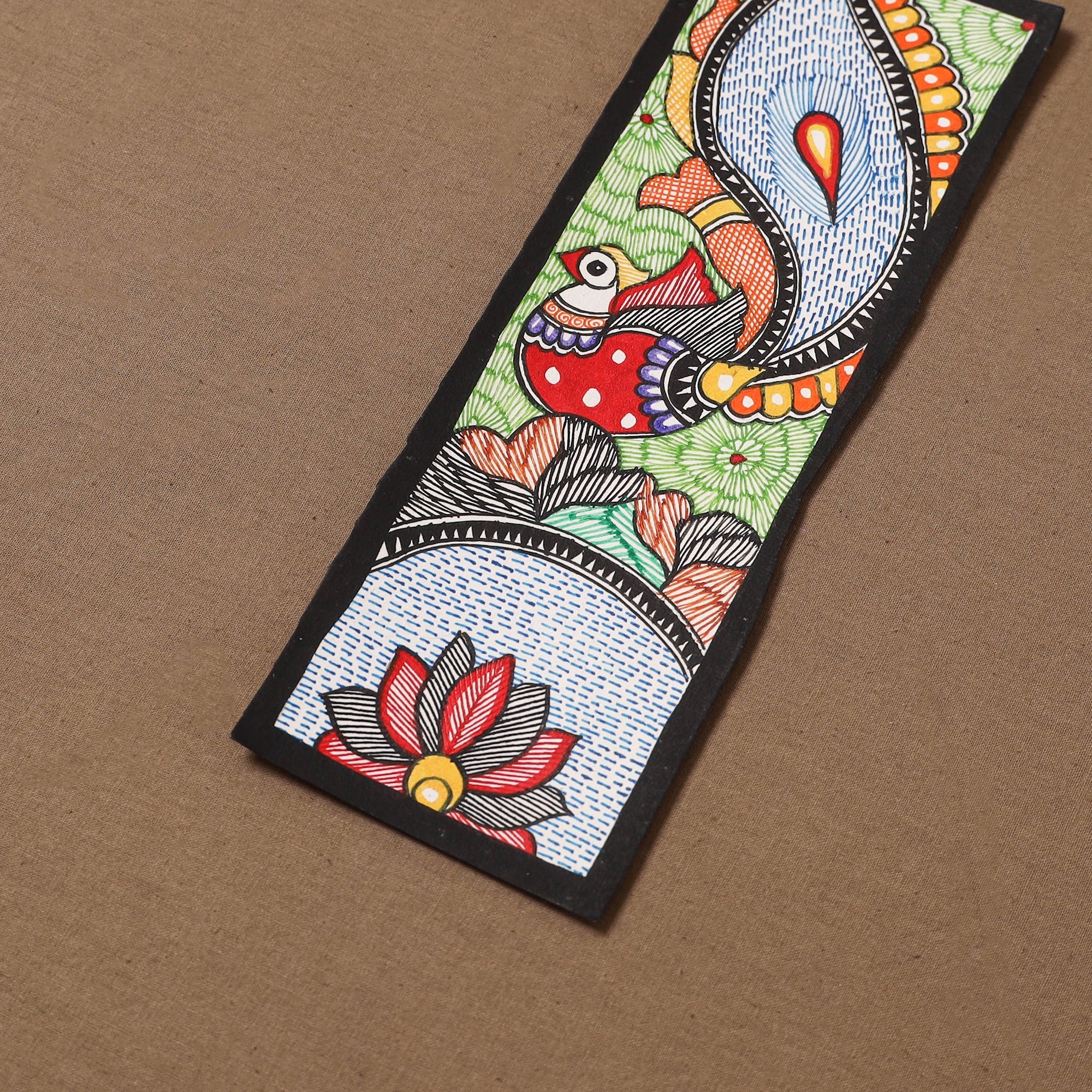 Handpainted madhubani painting by hira devi (11 x 3 in) 84