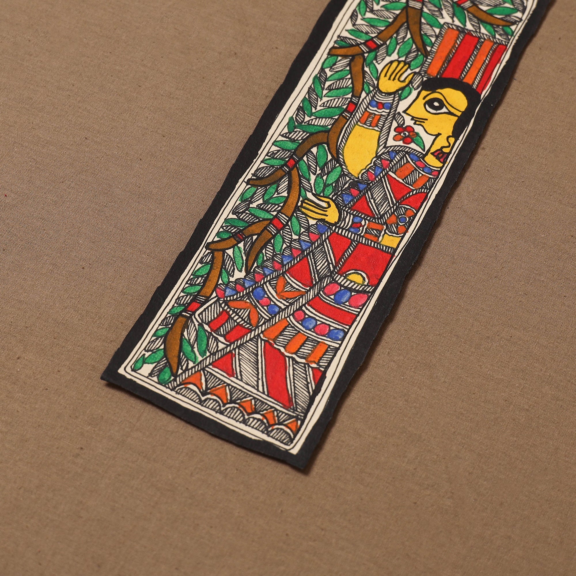 Handpainted madhubani painting by hira devi (11 x 3 in) 90