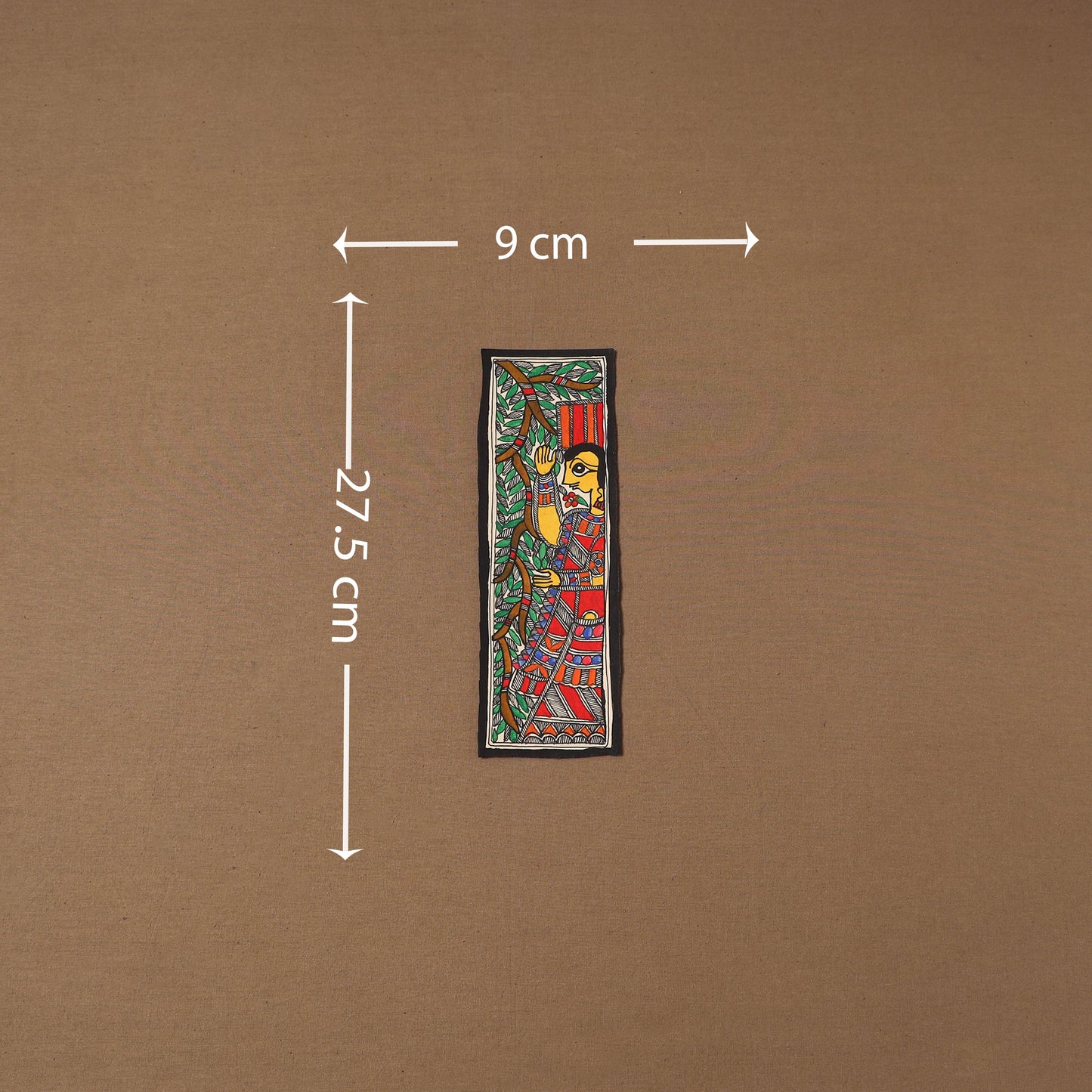 Handpainted madhubani painting by hira devi (11 x 3 in) 90