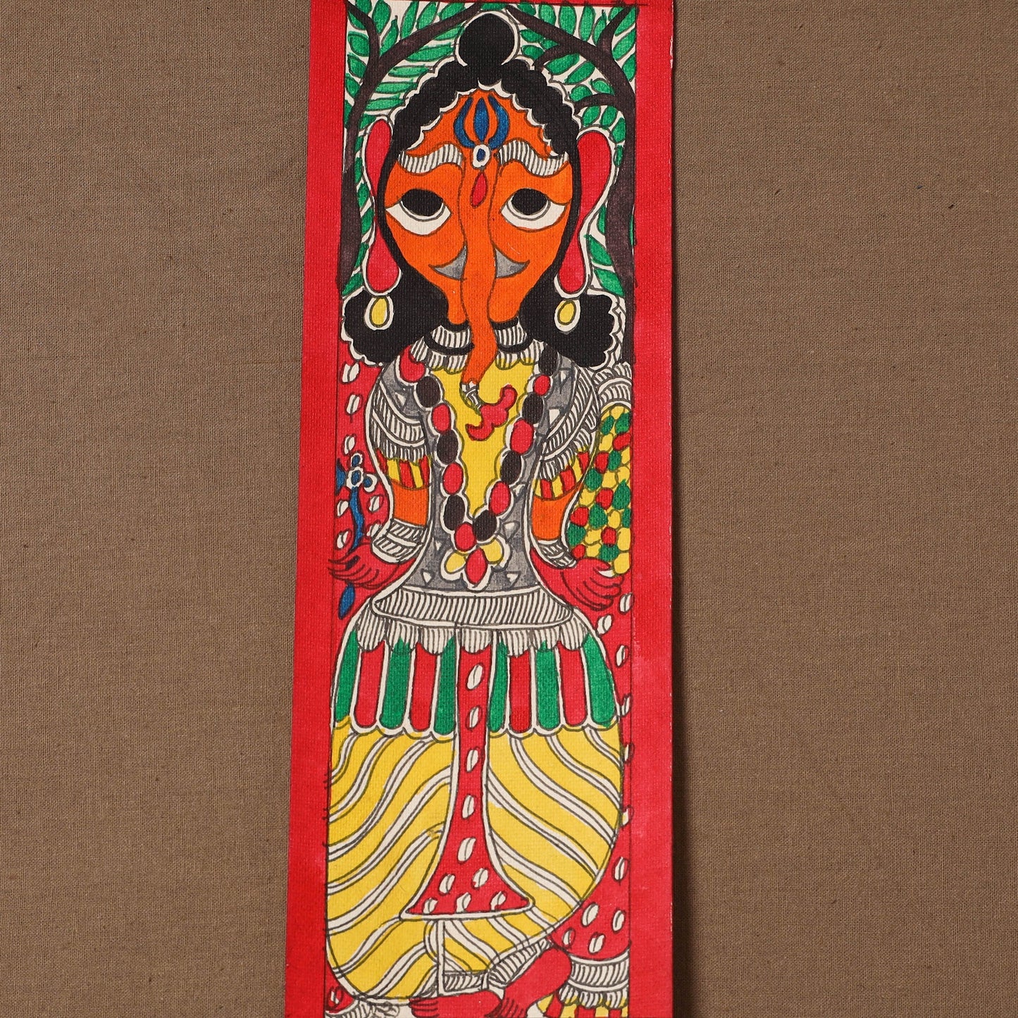 Handpainted madhubani painting by hira devi (11 x 3 in) 91