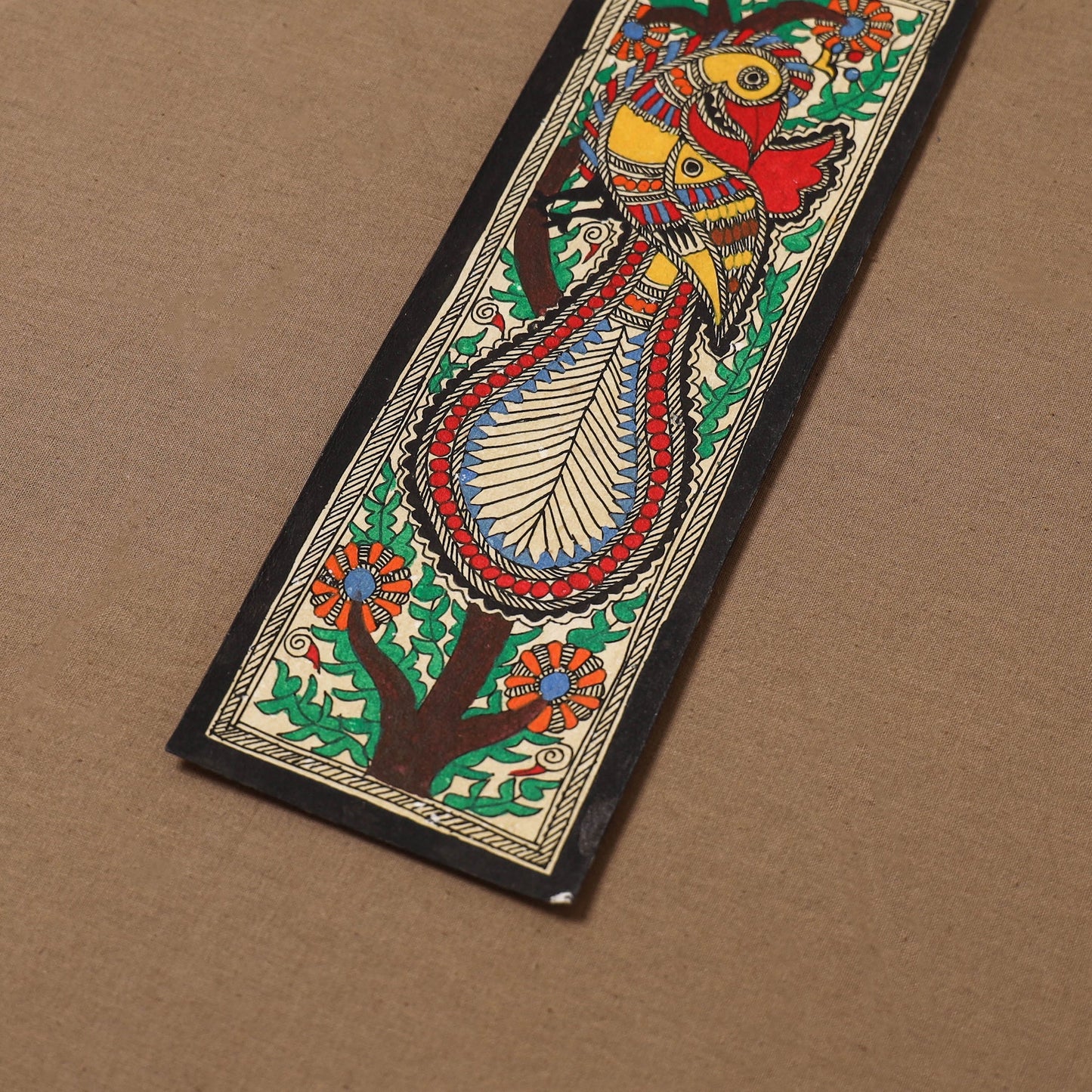 Handpainted madhubani painting by hira devi (11 x 3 in) 93