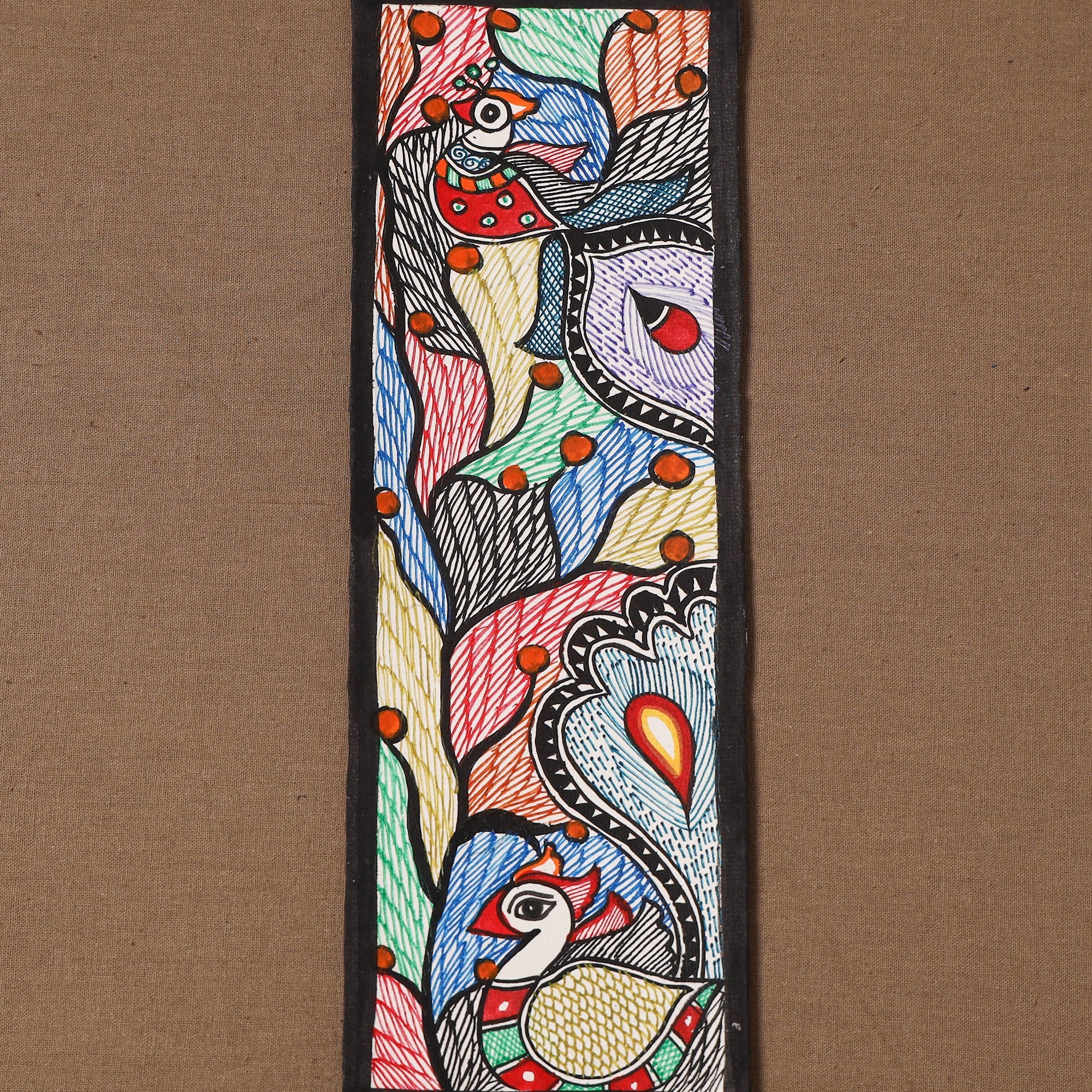 Handpainted madhubani painting by hira devi (11 x 3 in) 95