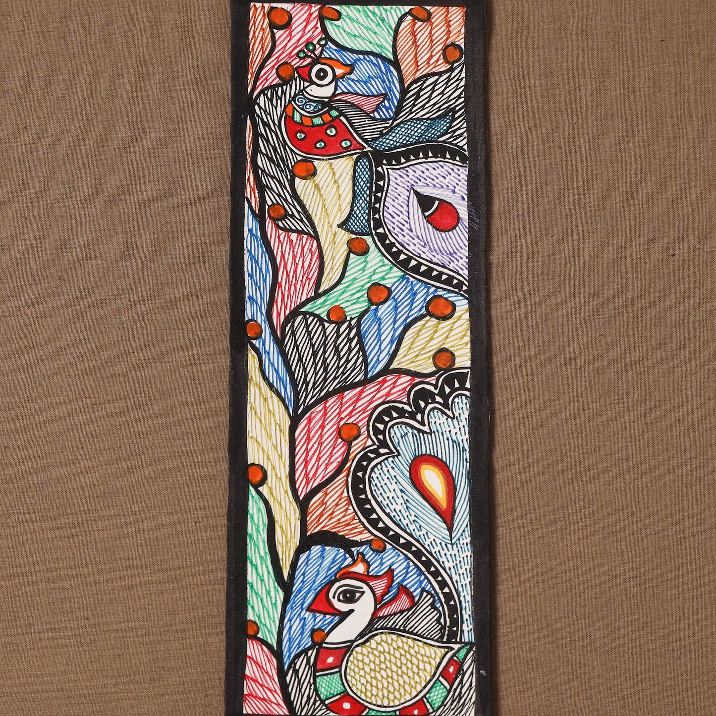 Handpainted madhubani painting by hira devi (11 x 3 in) 95