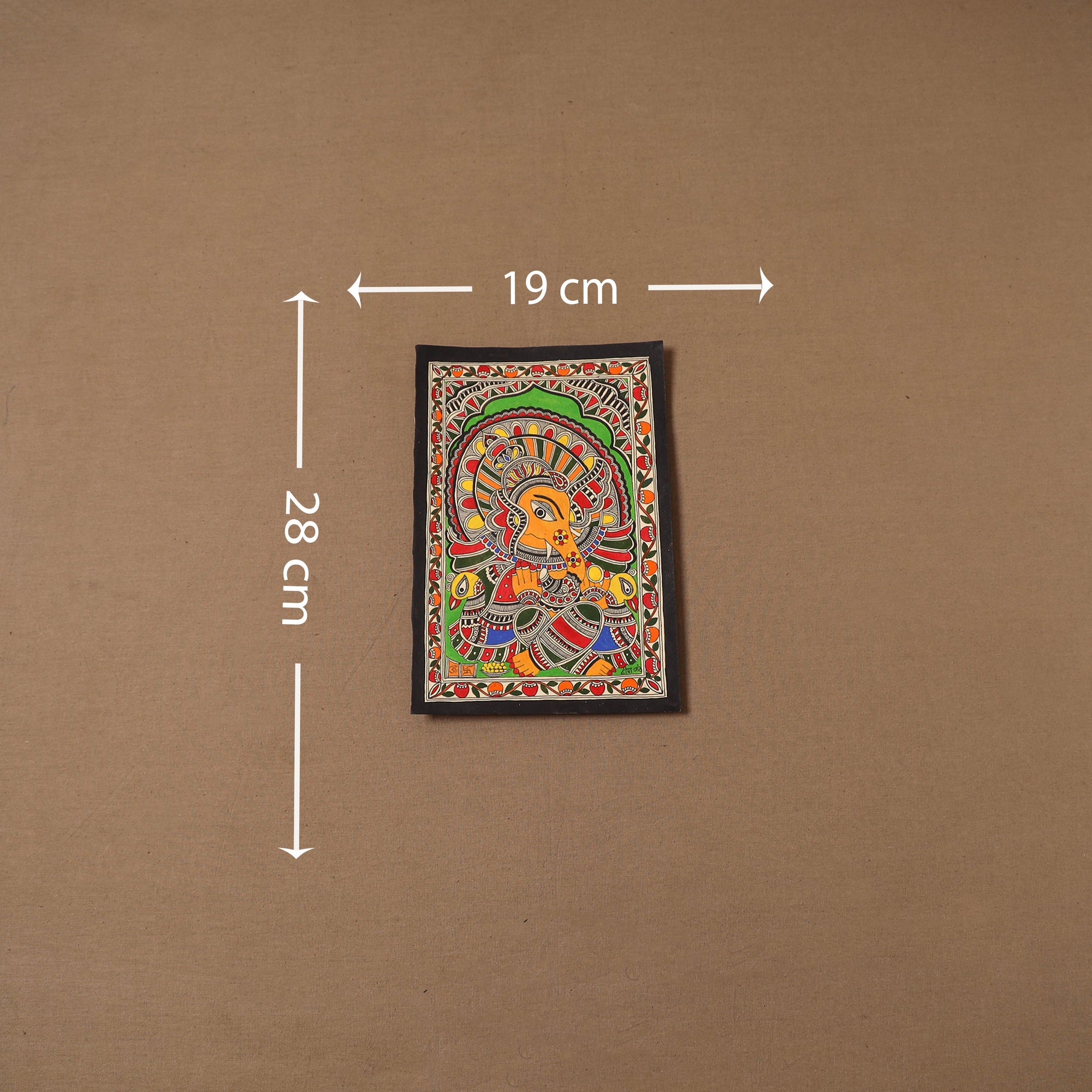 Handpainted madhubani painting by hira devi (11 x 7 in) 194