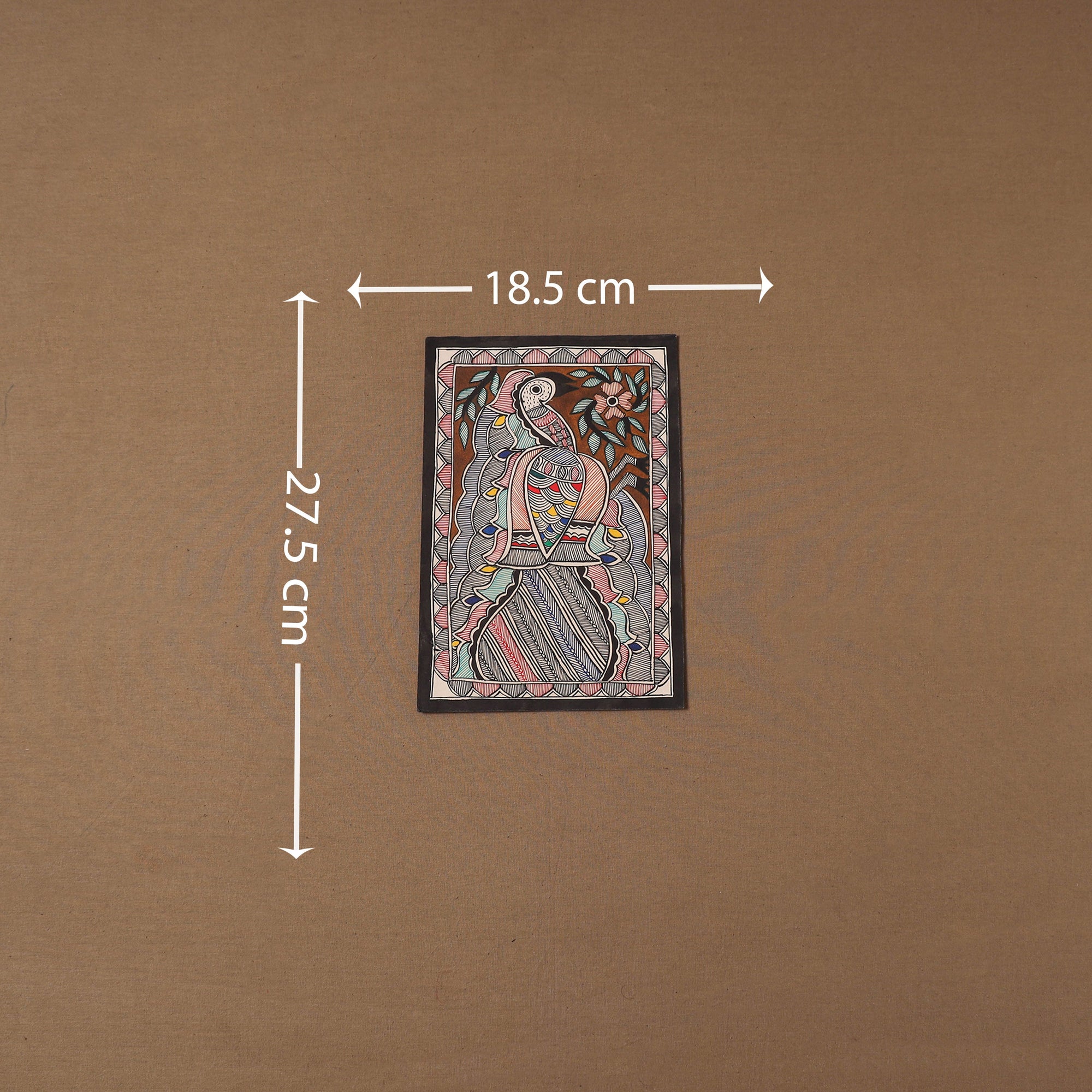 Handpainted madhubani painting by hira devi (11 x 7 in) 201