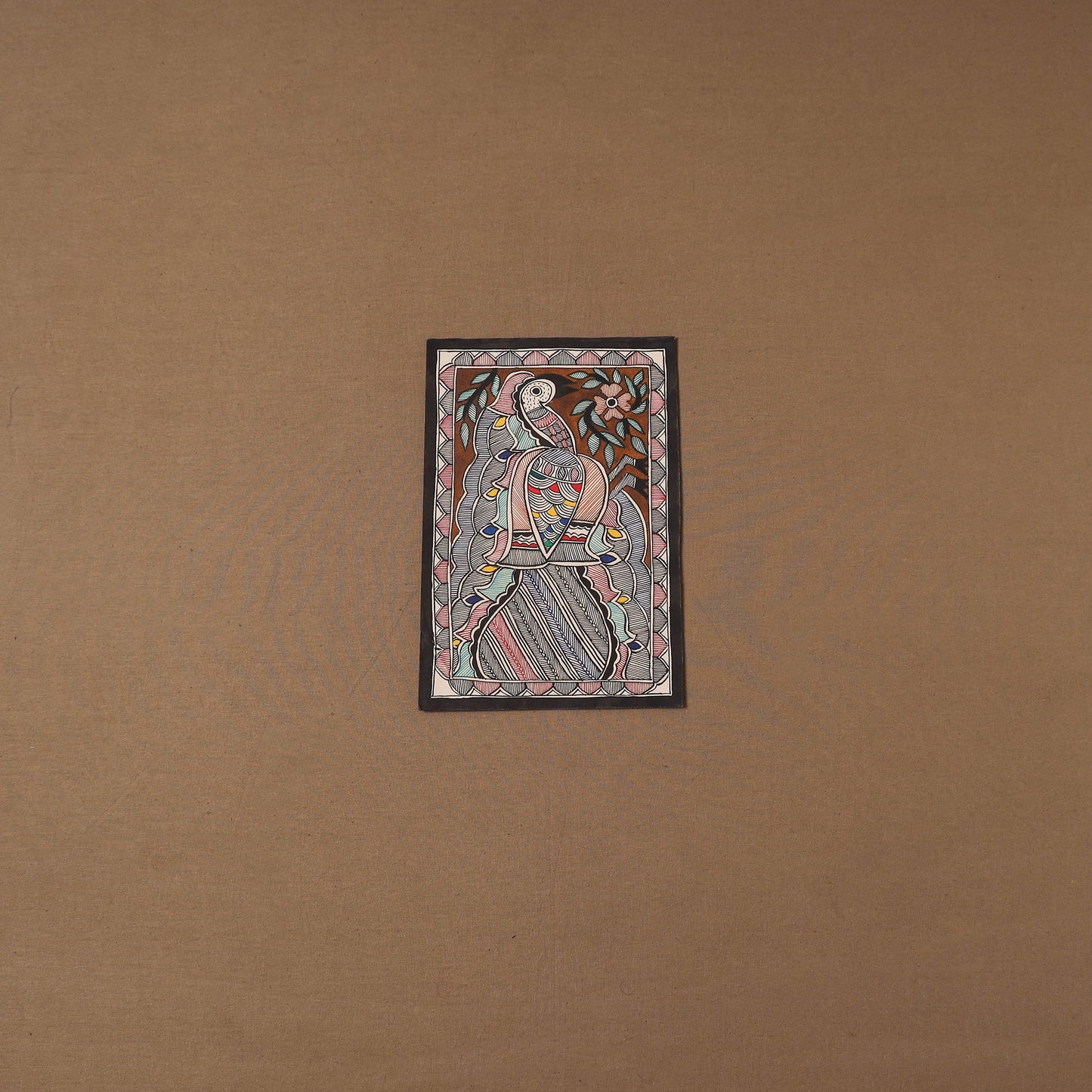 Handpainted madhubani painting by hira devi (11 x 7 in) 201