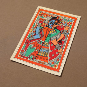 Handpainted madhubani painting by hira devi (11 x 7 in) 202