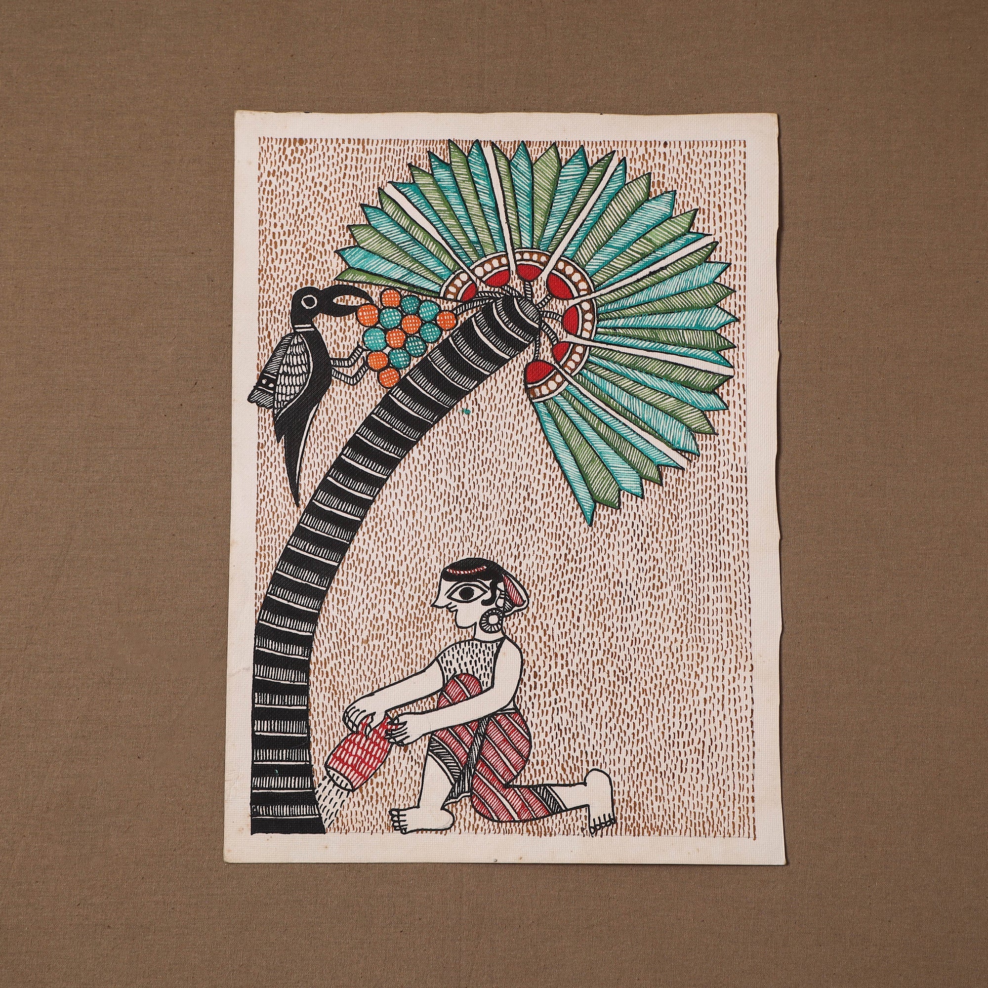 Handpainted madhubani painting by hira devi (15 x 11 in)