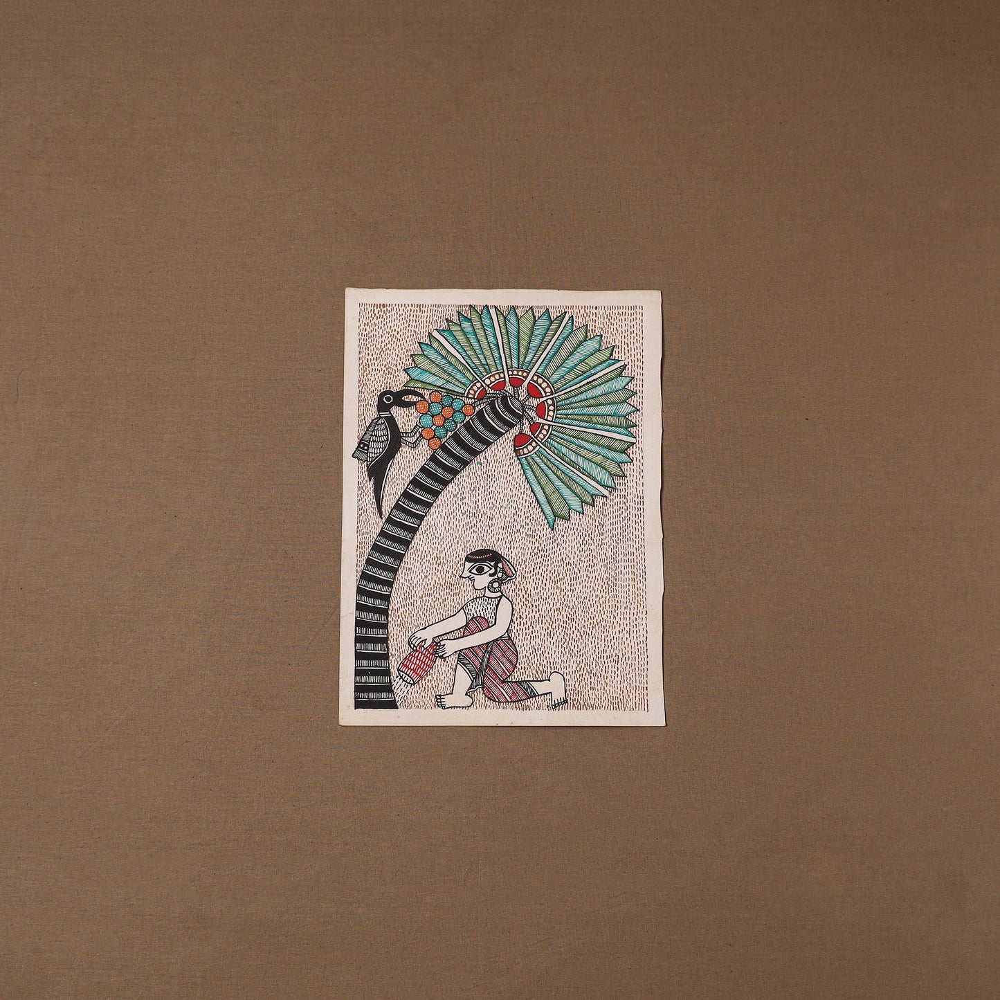 Handpainted madhubani painting by hira devi (15 x 11 in)