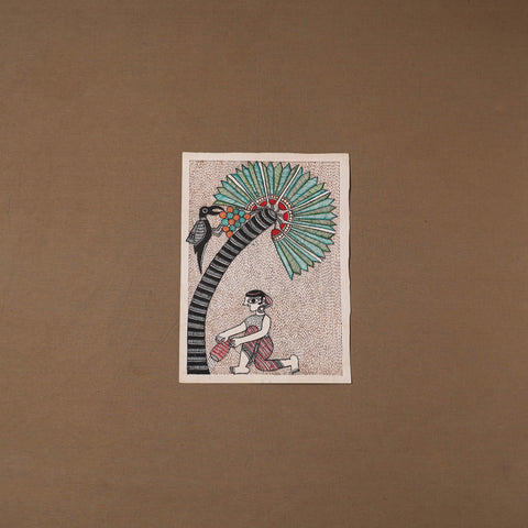 Handpainted madhubani painting by hira devi (15 x 11 in)