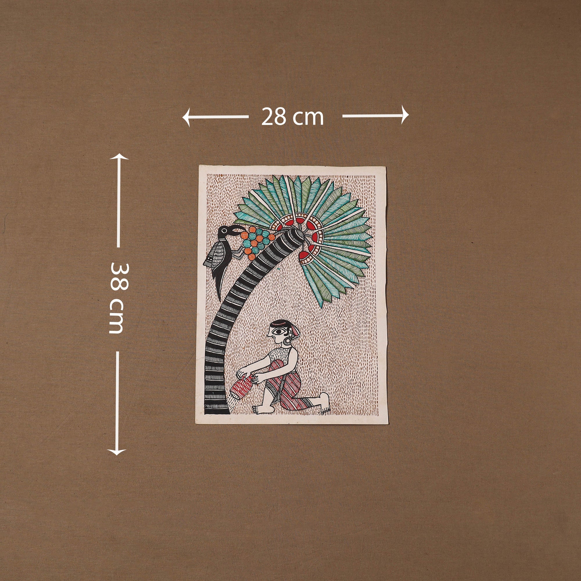 Handpainted madhubani painting by hira devi (15 x 11 in)