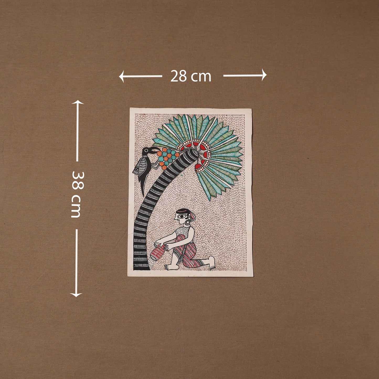 Handpainted madhubani painting by hira devi (15 x 11 in)