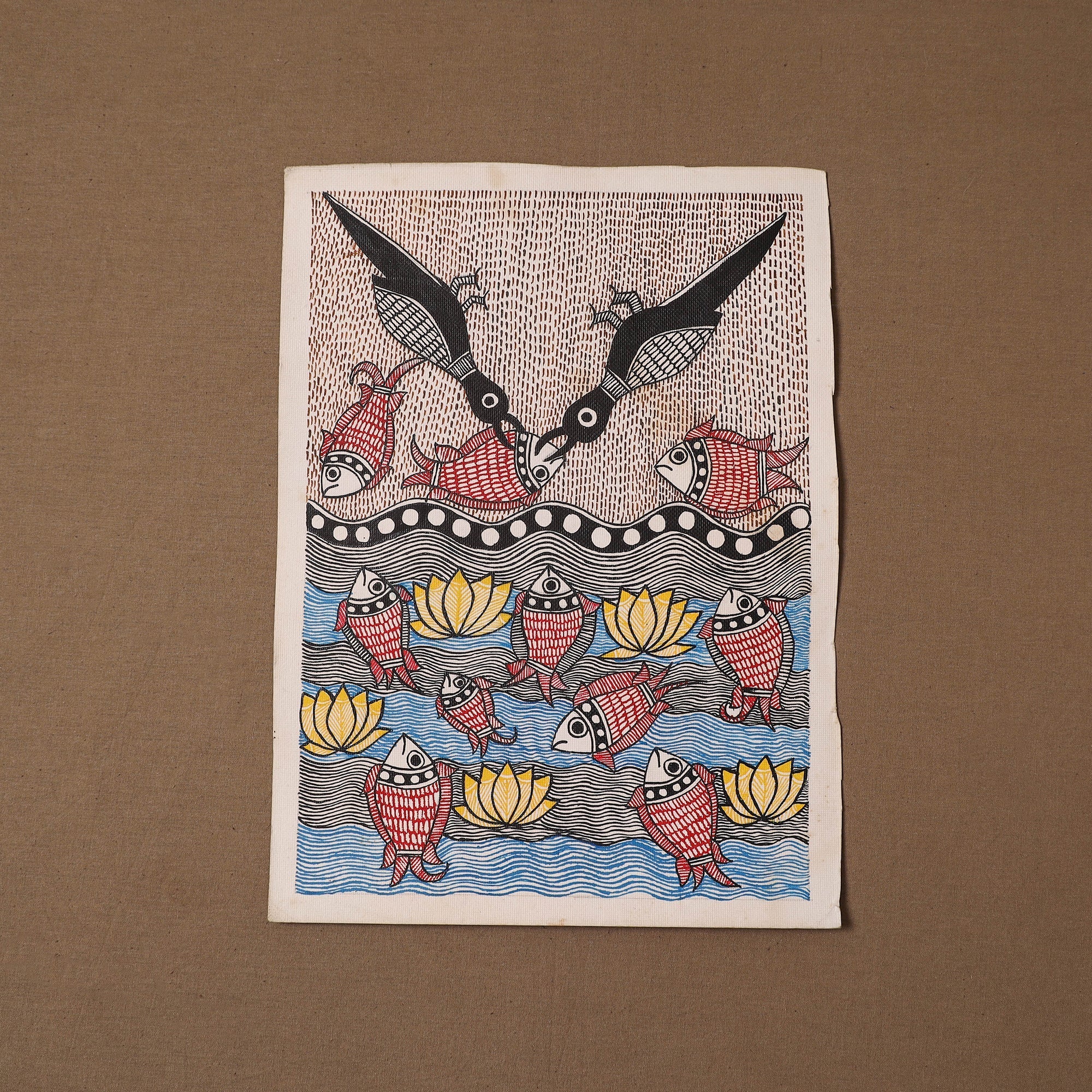 Handpainted madhubani painting by hira devi (15 x 11 in)