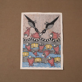 Handpainted madhubani painting by hira devi (15 x 11 in)