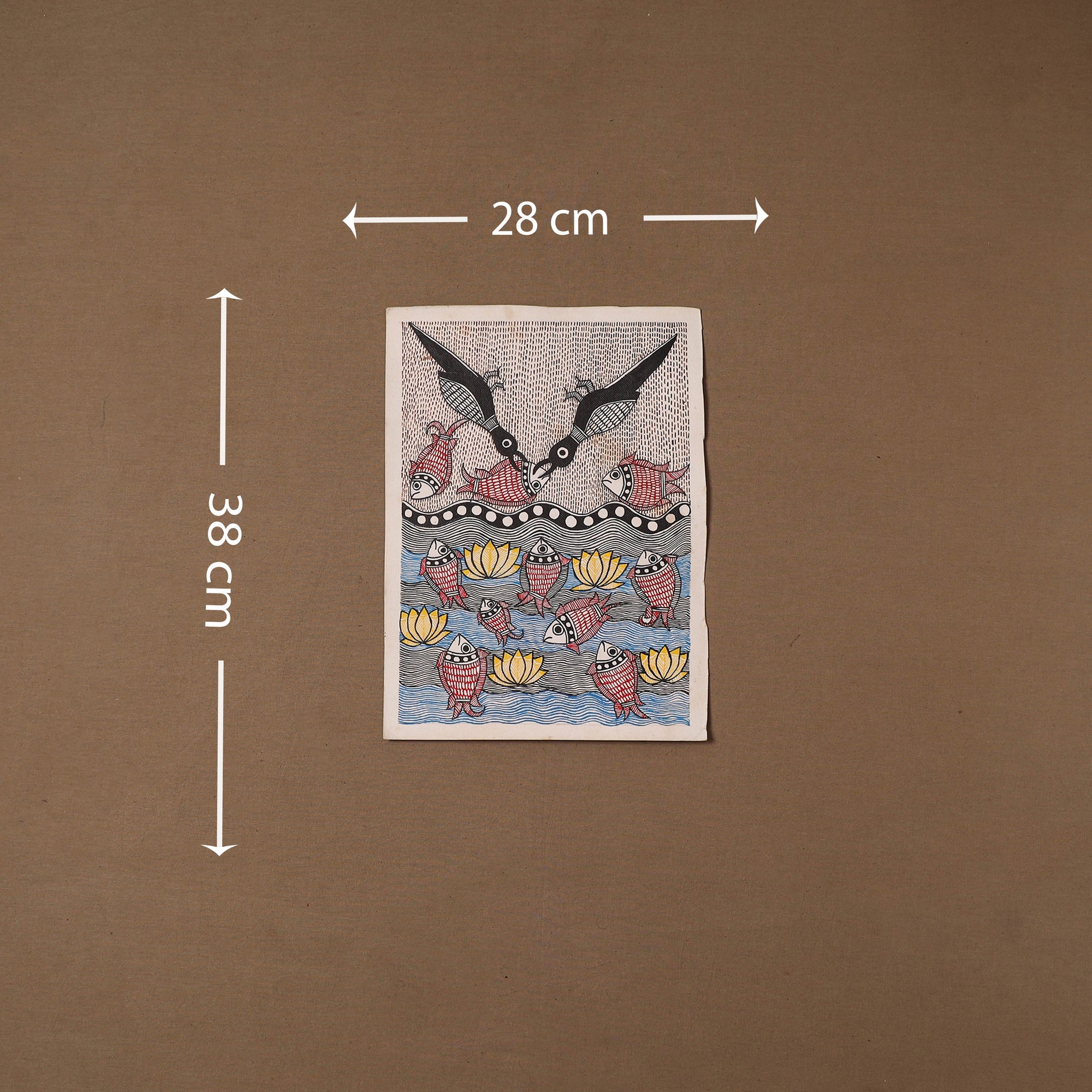 Handpainted madhubani painting by hira devi (15 x 11 in)