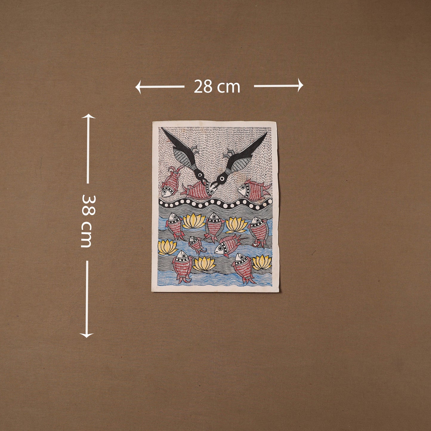 Handpainted madhubani painting by hira devi (15 x 11 in)