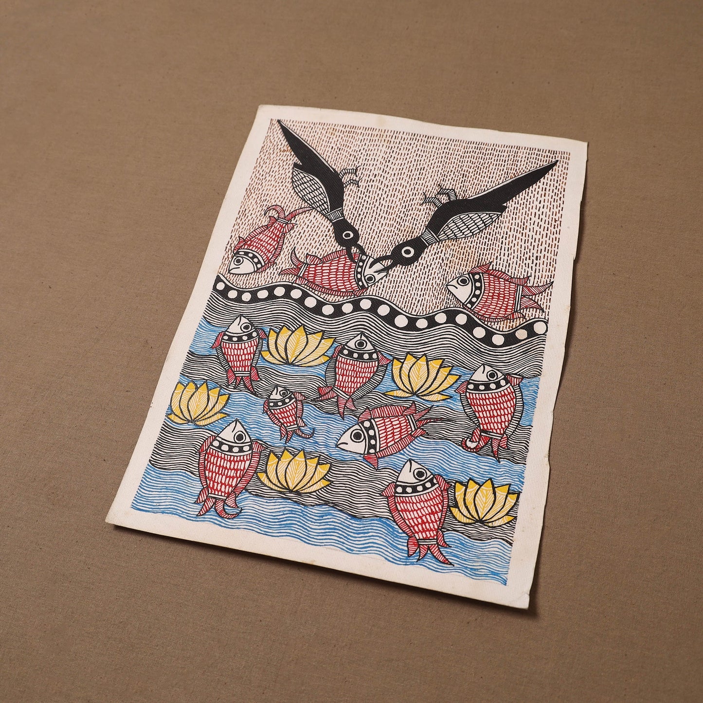 Handpainted madhubani painting by hira devi (15 x 11 in)