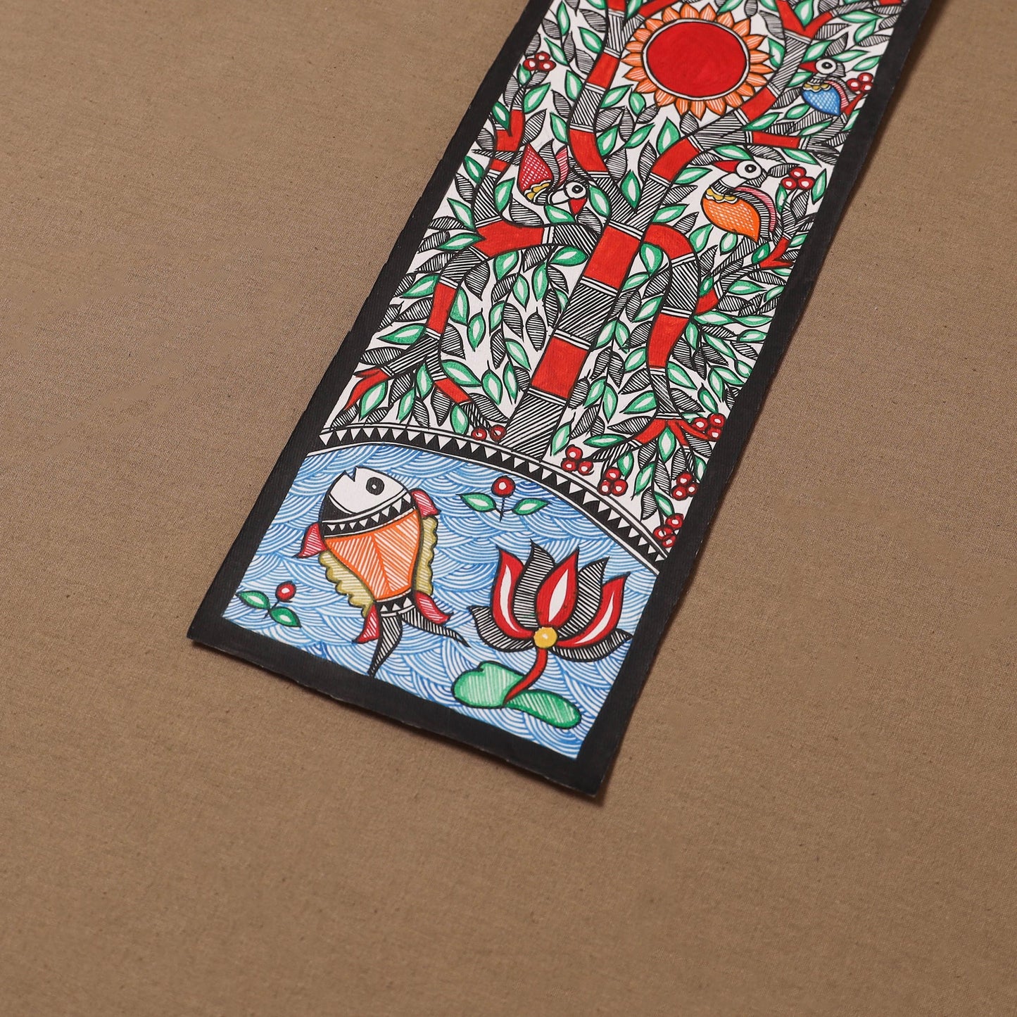 Handpainted madhubani painting by hira devi (15 x 5 in) 108