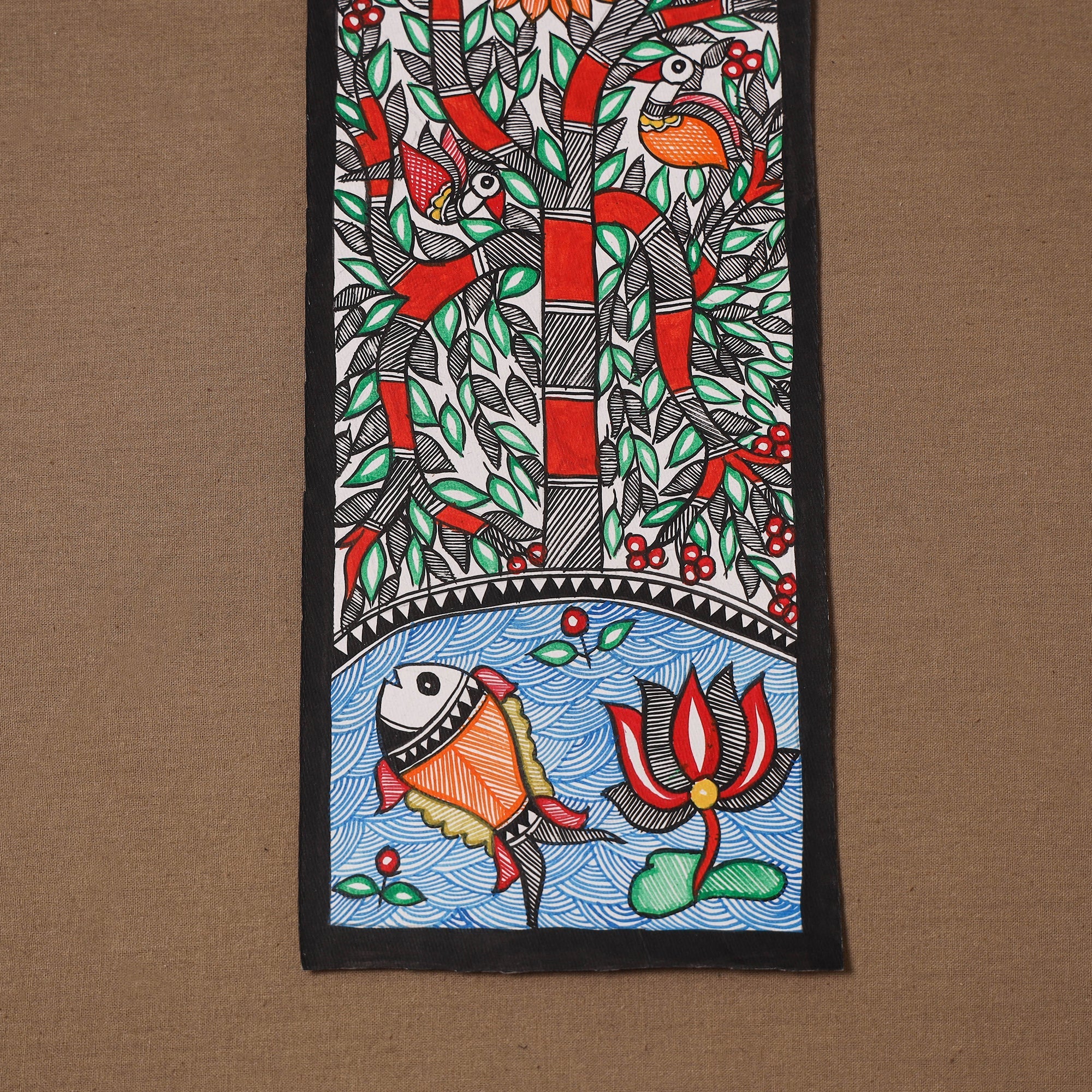 Handpainted madhubani painting by hira devi (15 x 5 in) 108