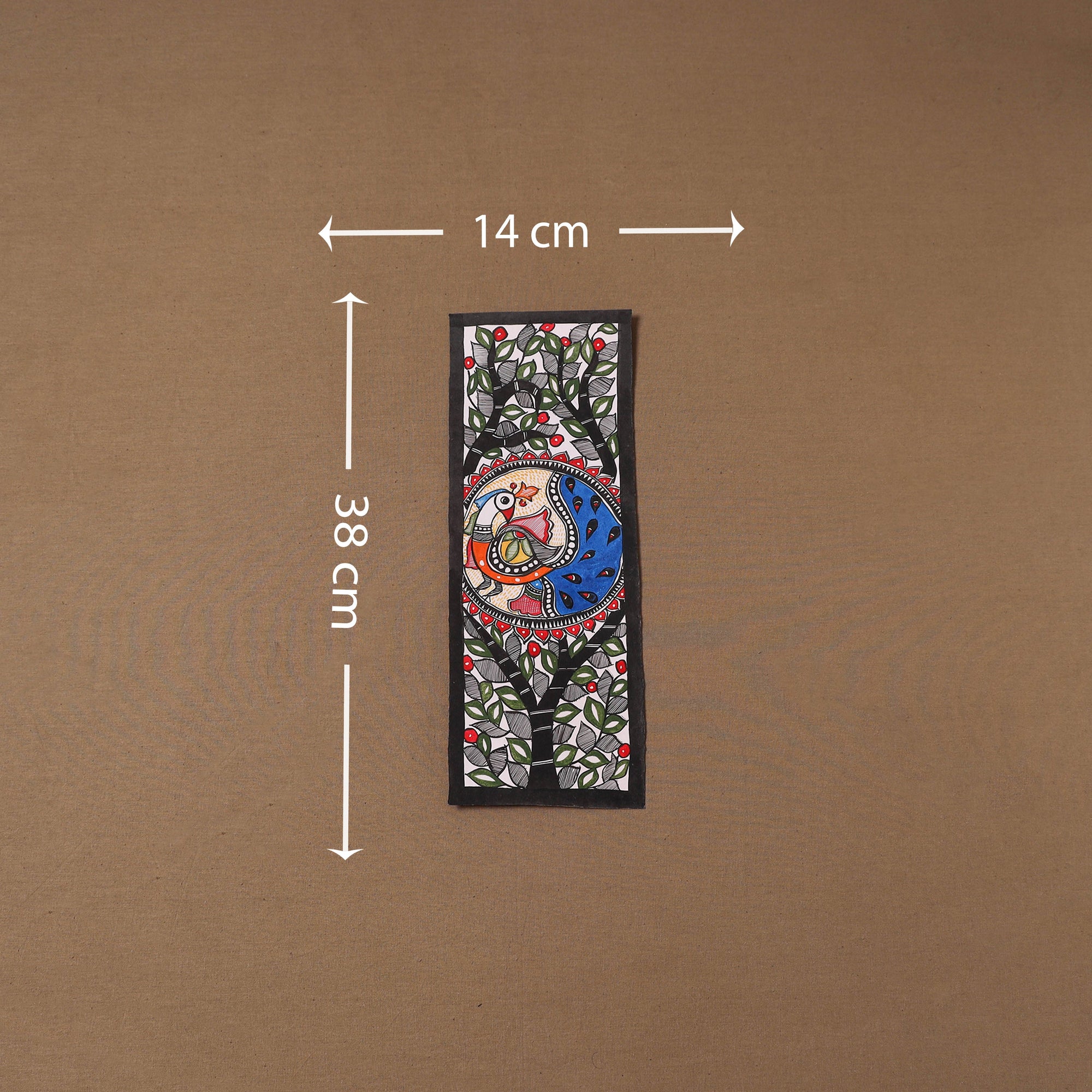 Handpainted madhubani painting by hira devi (15 x 5 in) 109