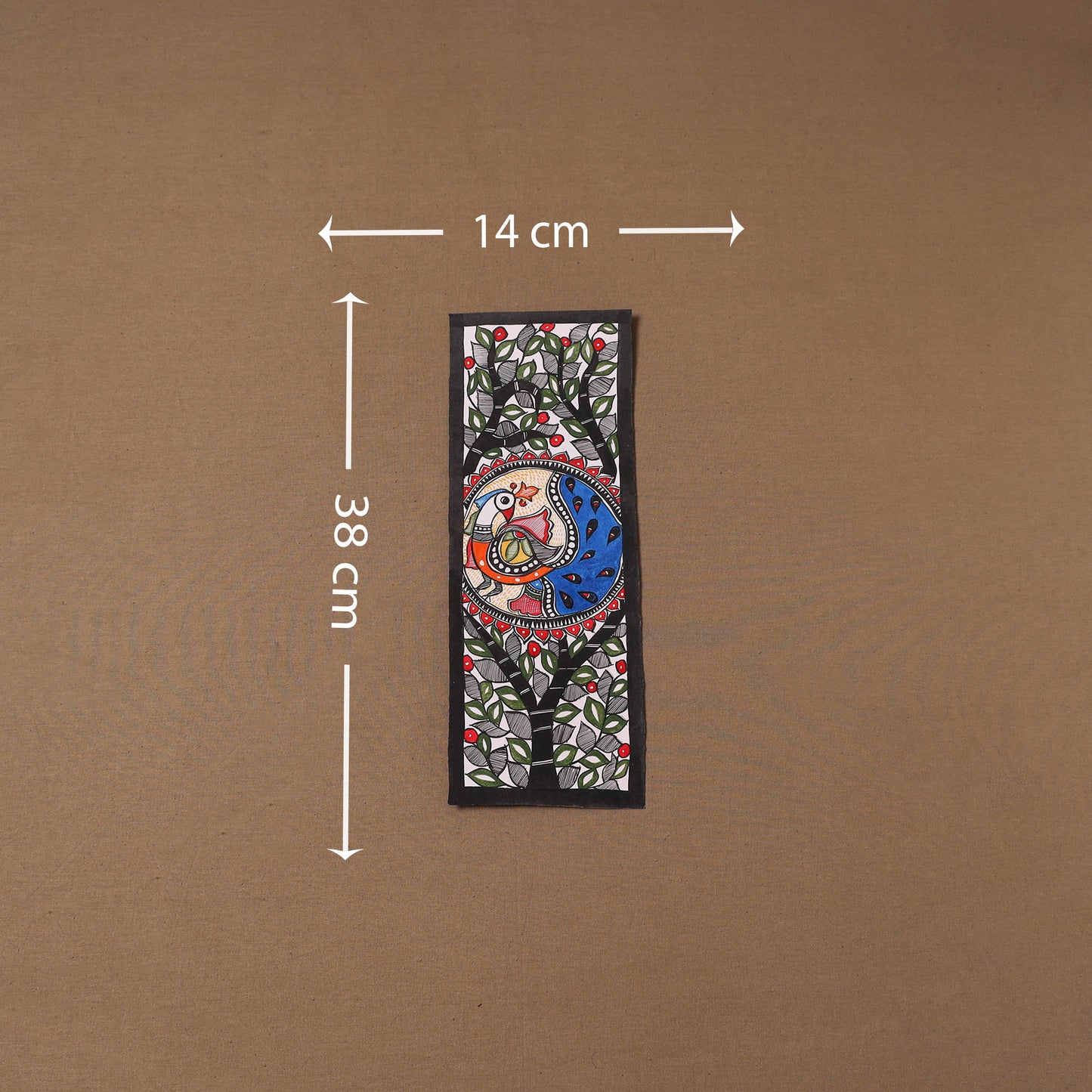 Handpainted madhubani painting by hira devi (15 x 5 in) 109