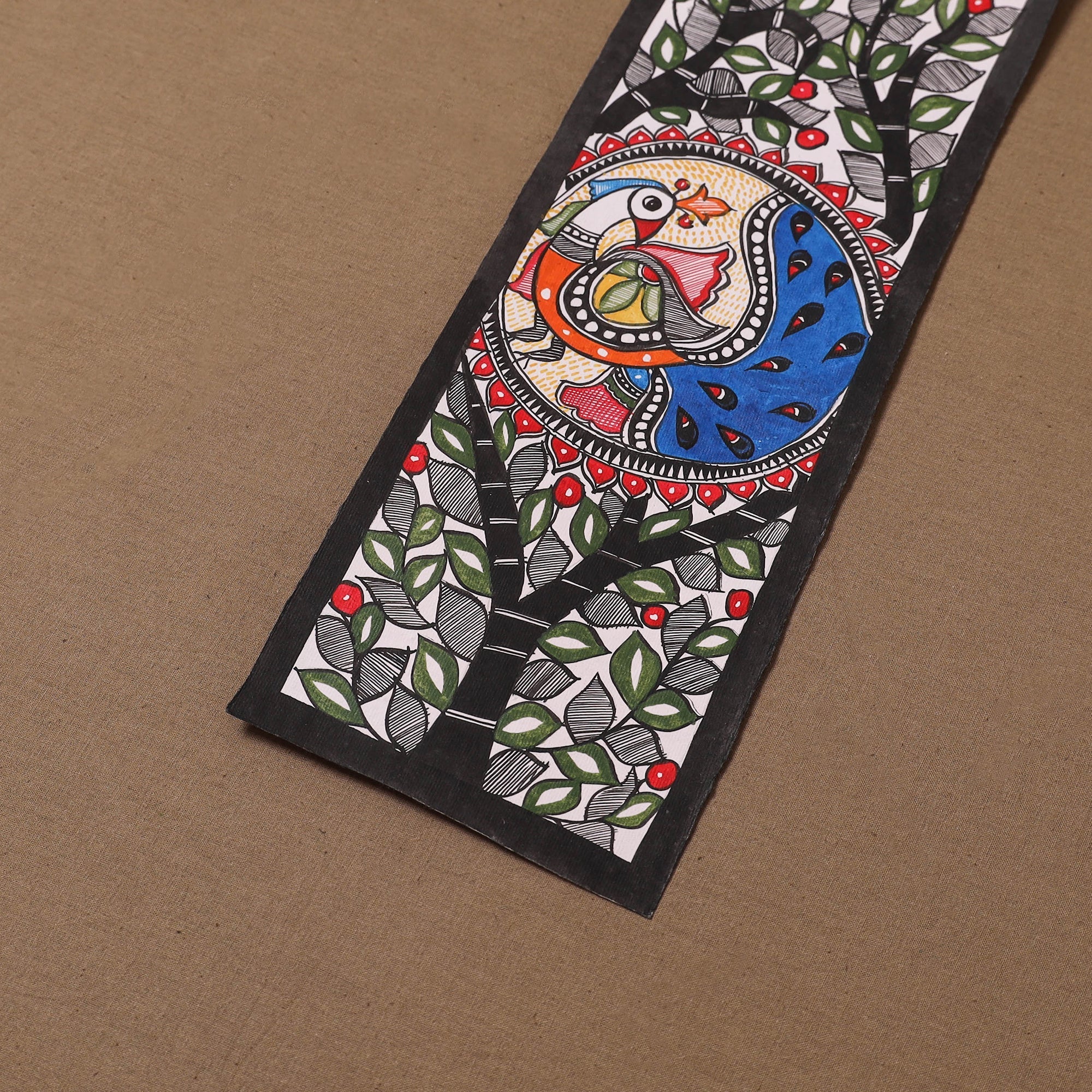 Handpainted madhubani painting by hira devi (15 x 5 in) 109