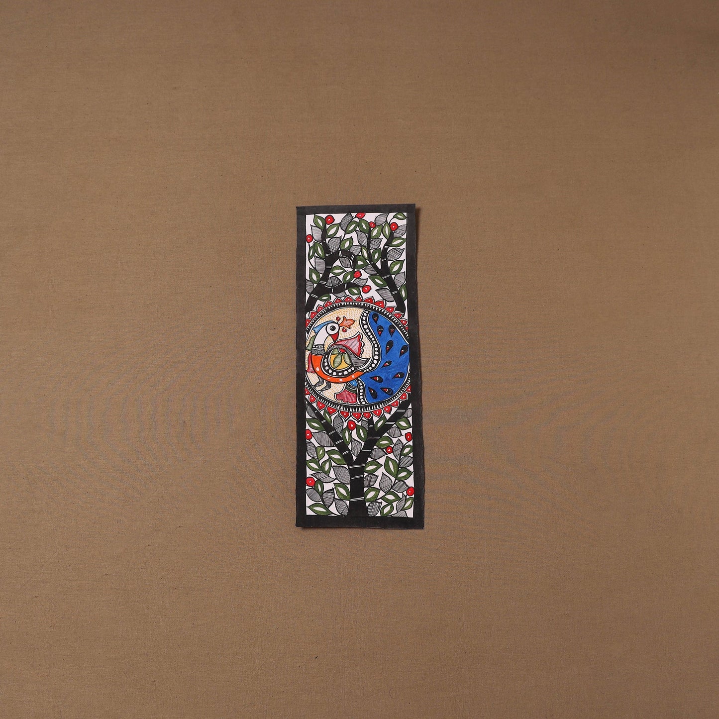 Handpainted madhubani painting by hira devi (15 x 5 in) 109