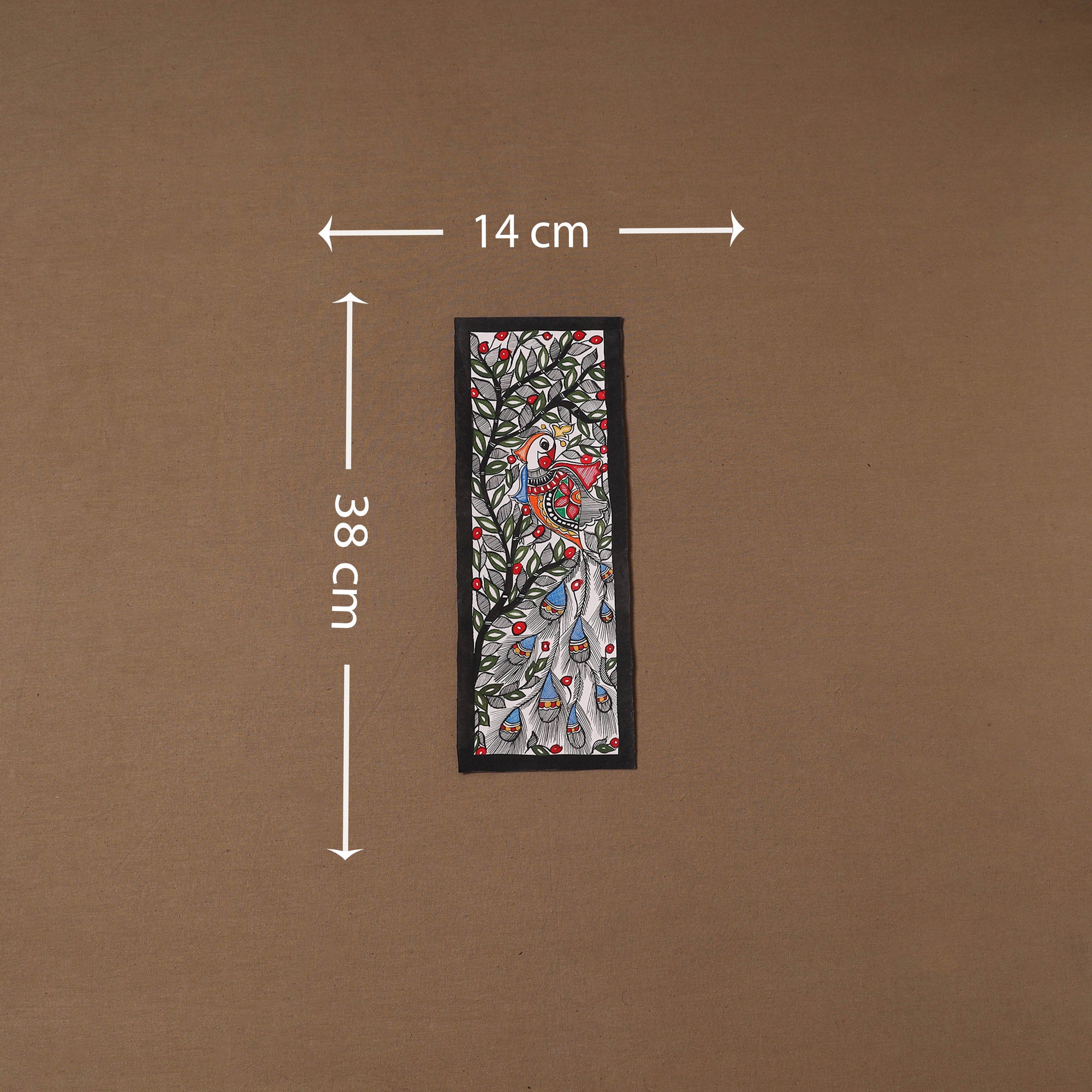 Handpainted madhubani painting by hira devi (15 x 5 in) 110