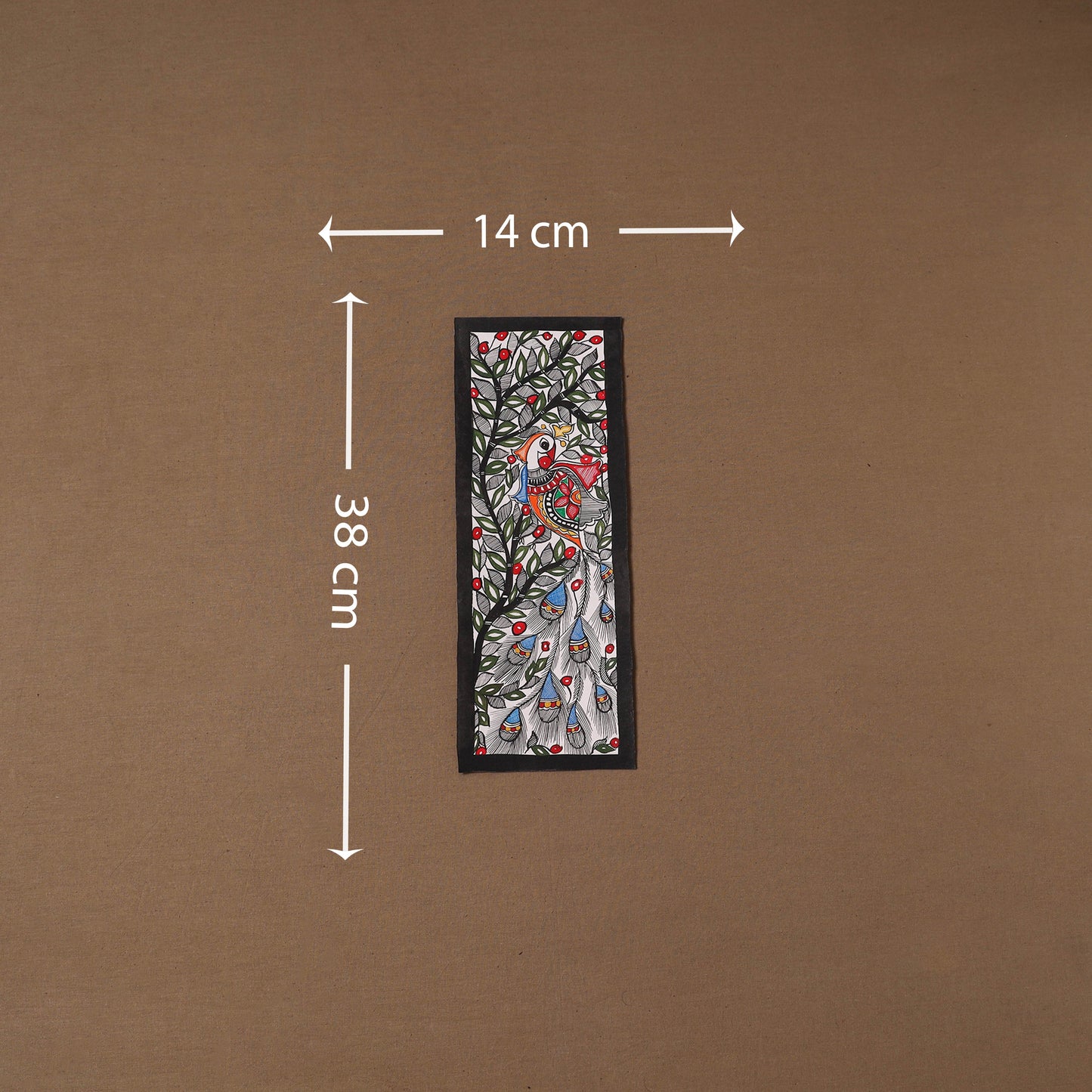 Handpainted madhubani painting by hira devi (15 x 5 in) 110