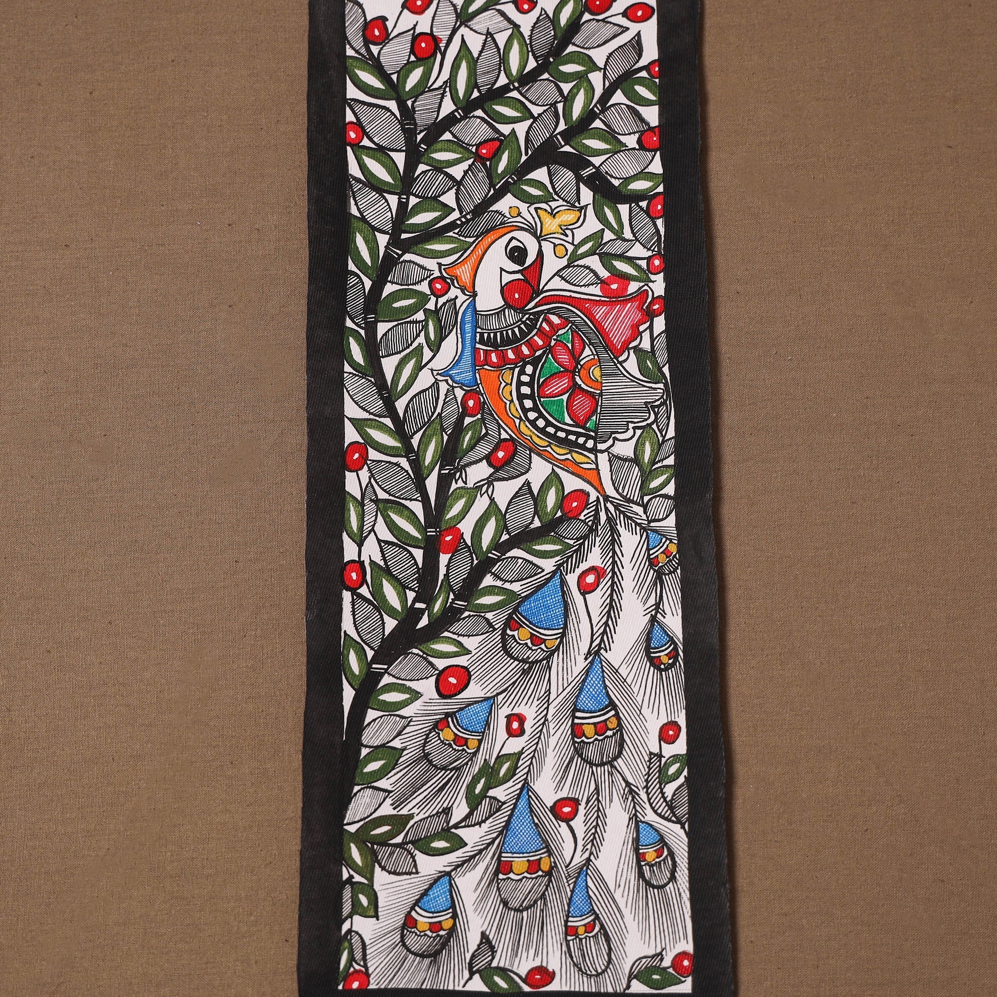 Handpainted madhubani painting by hira devi (15 x 5 in) 110