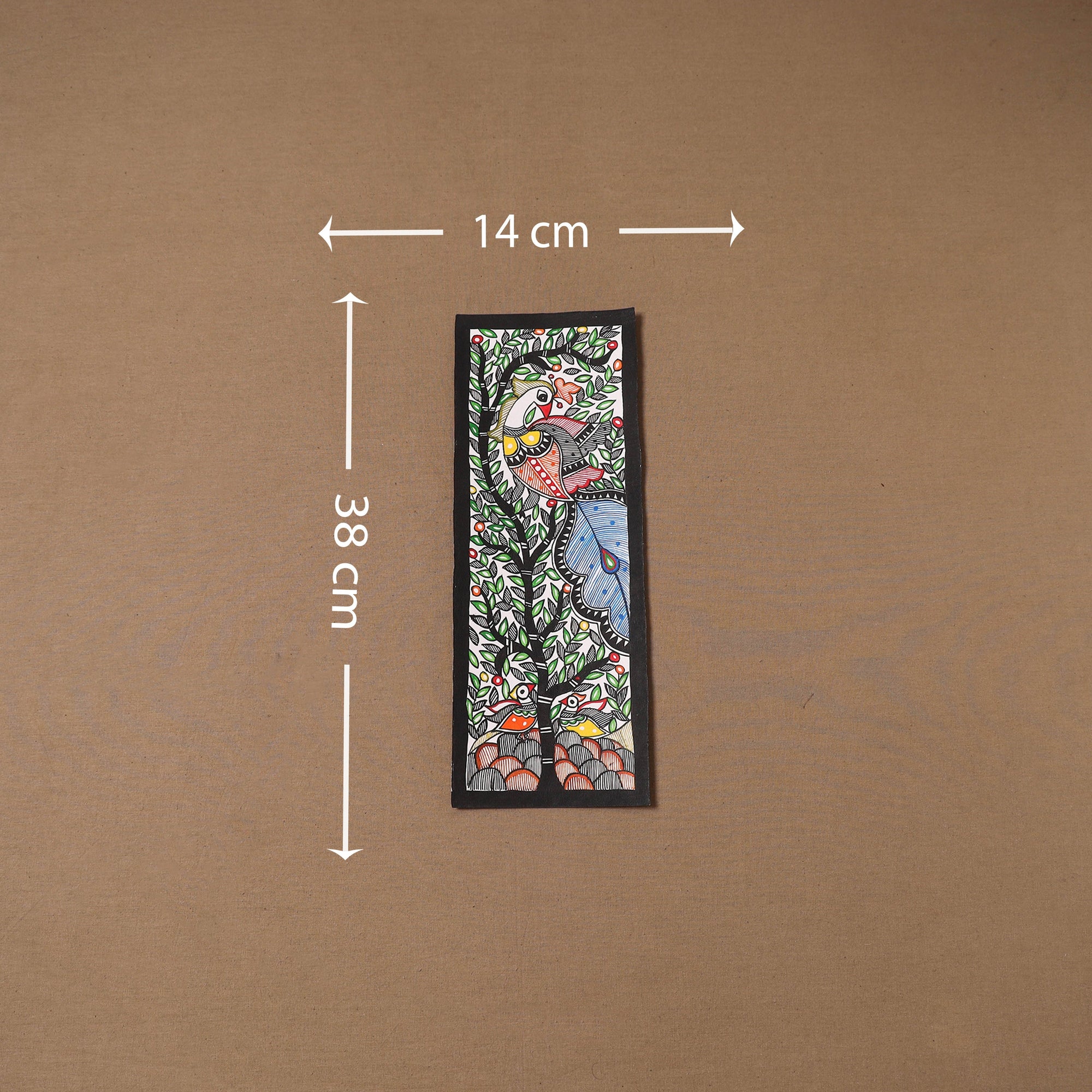 Handpainted madhubani painting by hira devi (15 x 5 in) 111