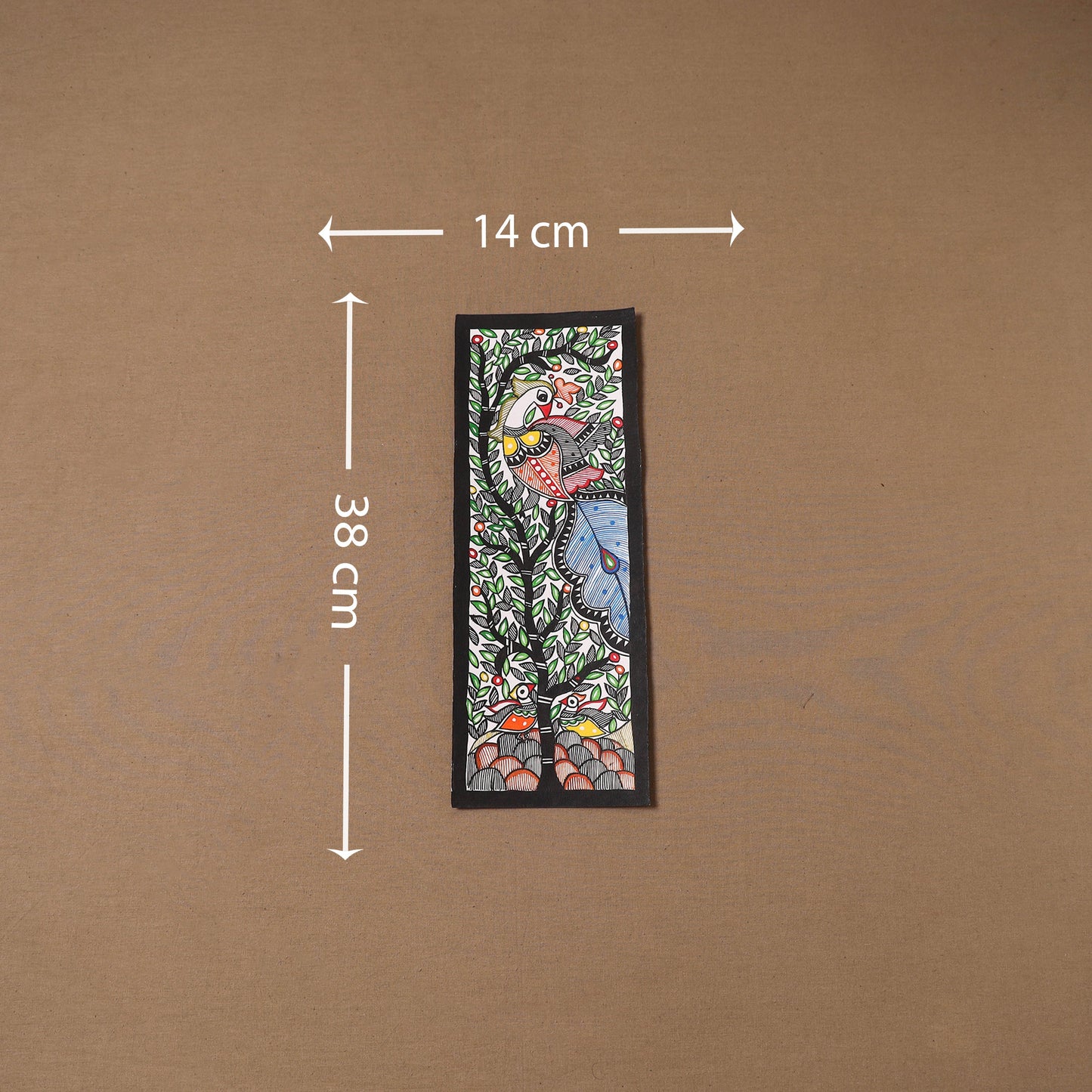 Handpainted madhubani painting by hira devi (15 x 5 in) 111