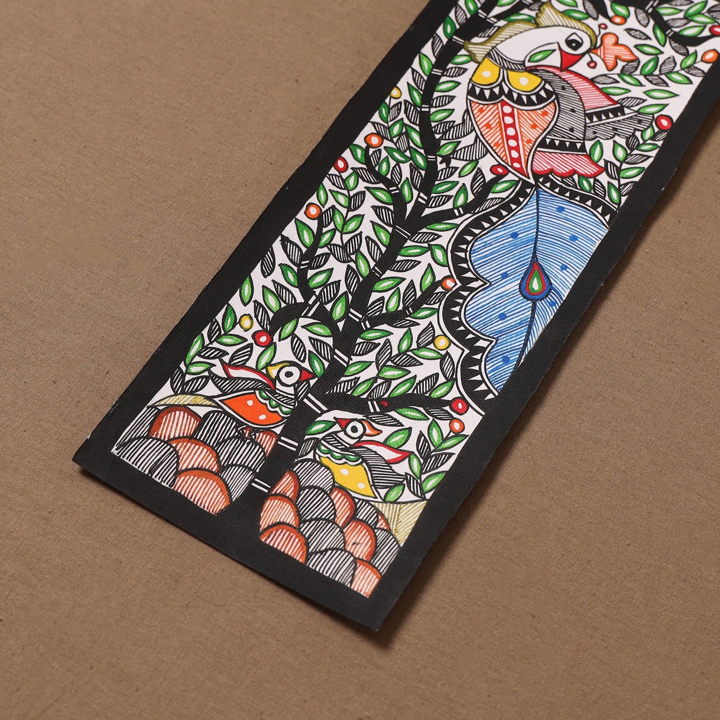 Handpainted madhubani painting by hira devi (15 x 5 in) 111