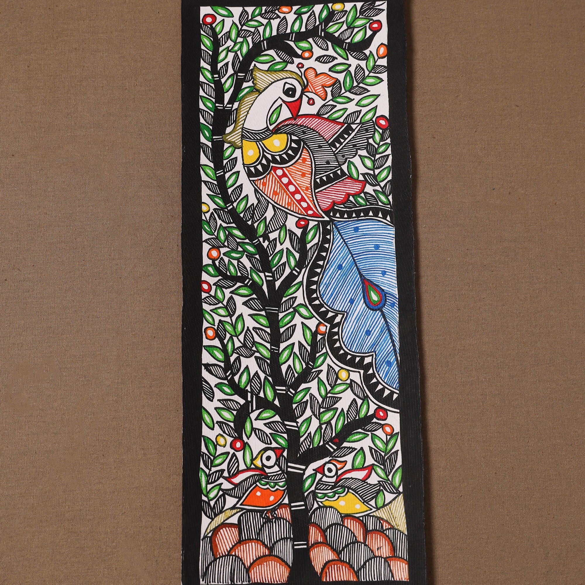 Handpainted madhubani painting by hira devi (15 x 5 in) 111