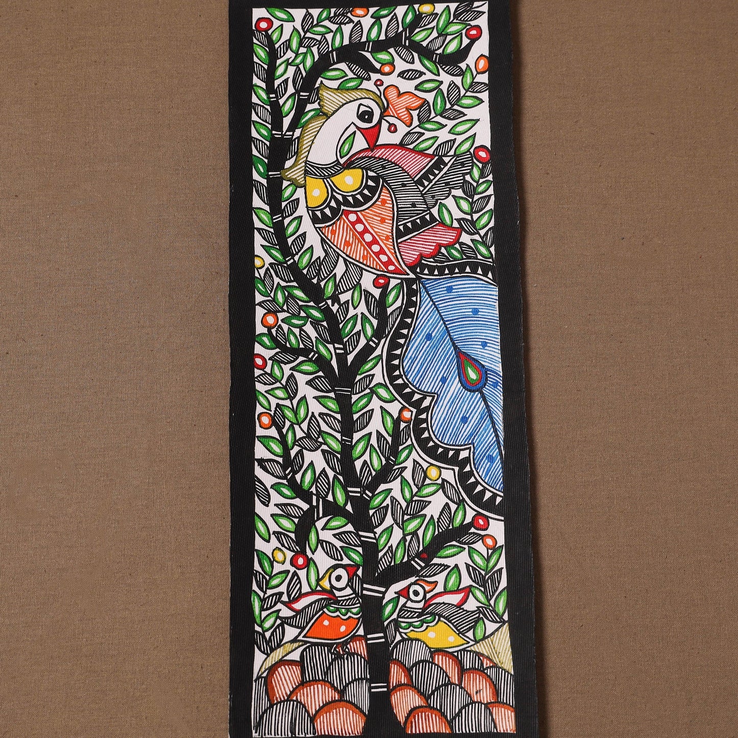 Handpainted madhubani painting by hira devi (15 x 5 in) 111
