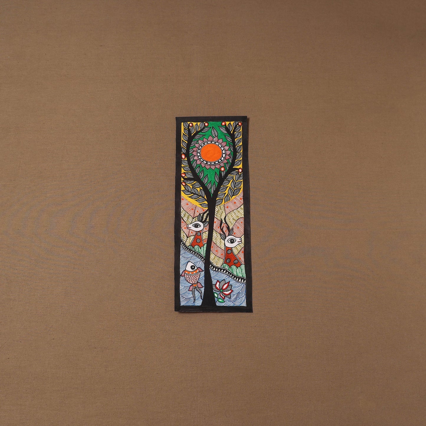 Handpainted madhubani painting by hira devi (15 x 5 in) 113