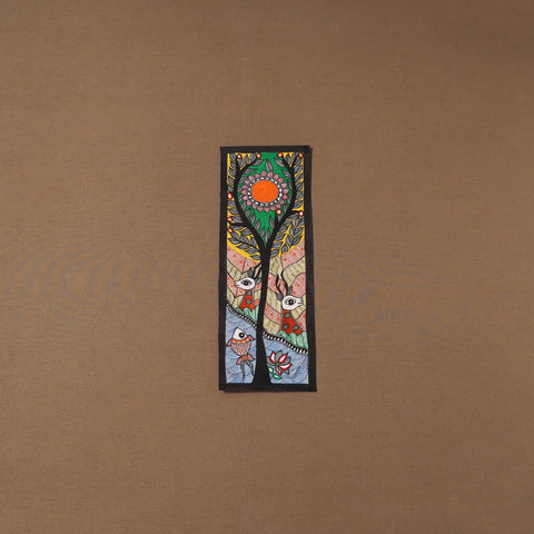 Handpainted madhubani painting by hira devi (15 x 5 in) 113