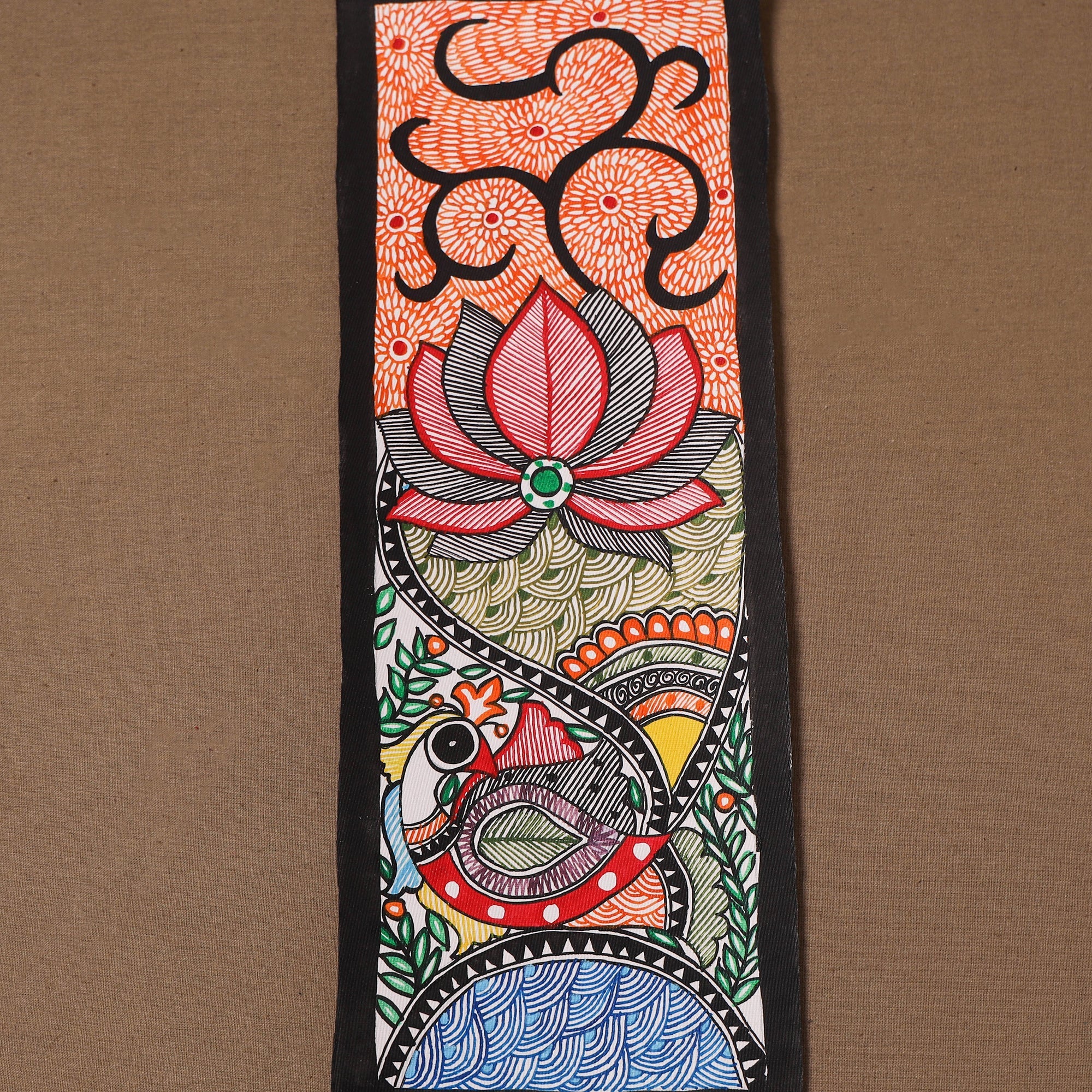 Handpainted madhubani painting by hira devi (15 x 5 in) 114