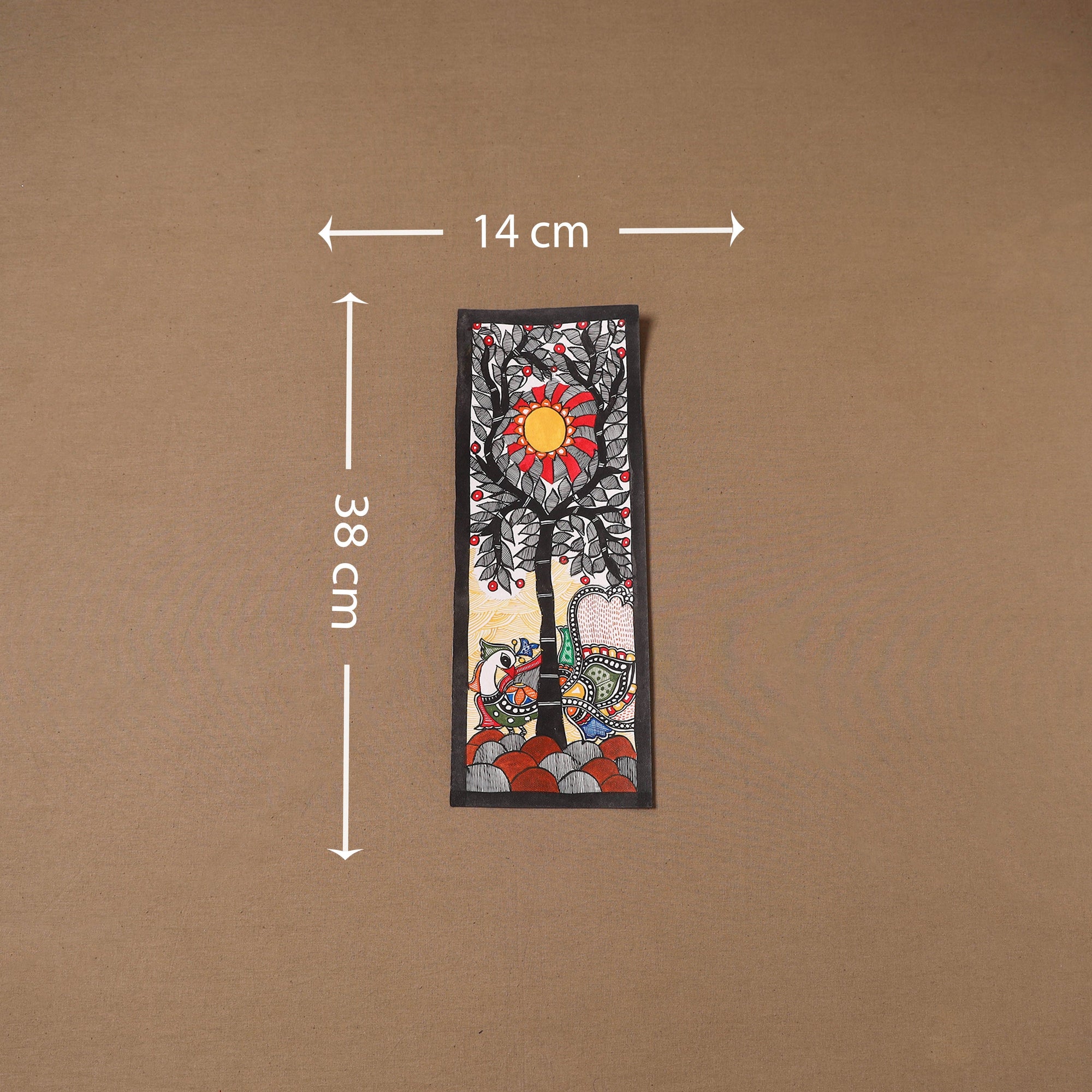 Handpainted madhubani painting by hira devi (15 x 5 in) 117