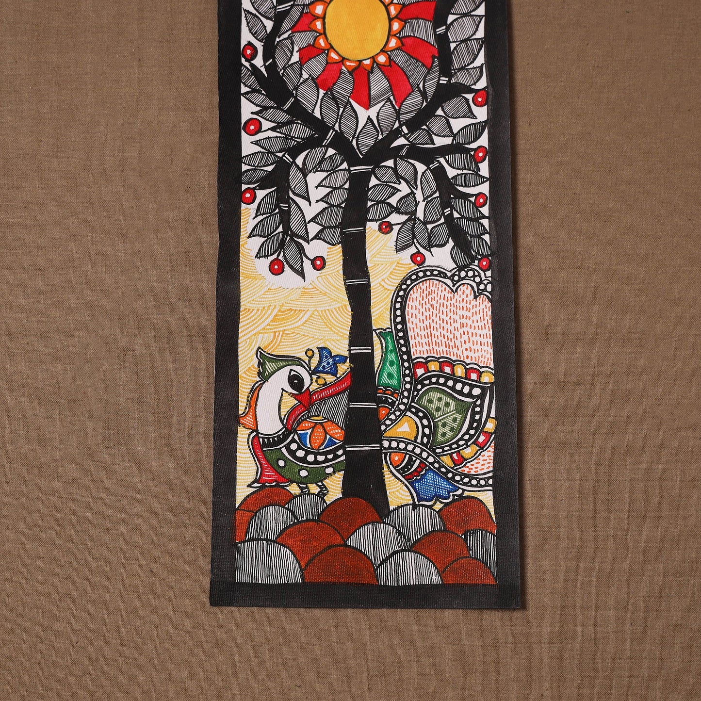 Handpainted madhubani painting by hira devi (15 x 5 in) 117