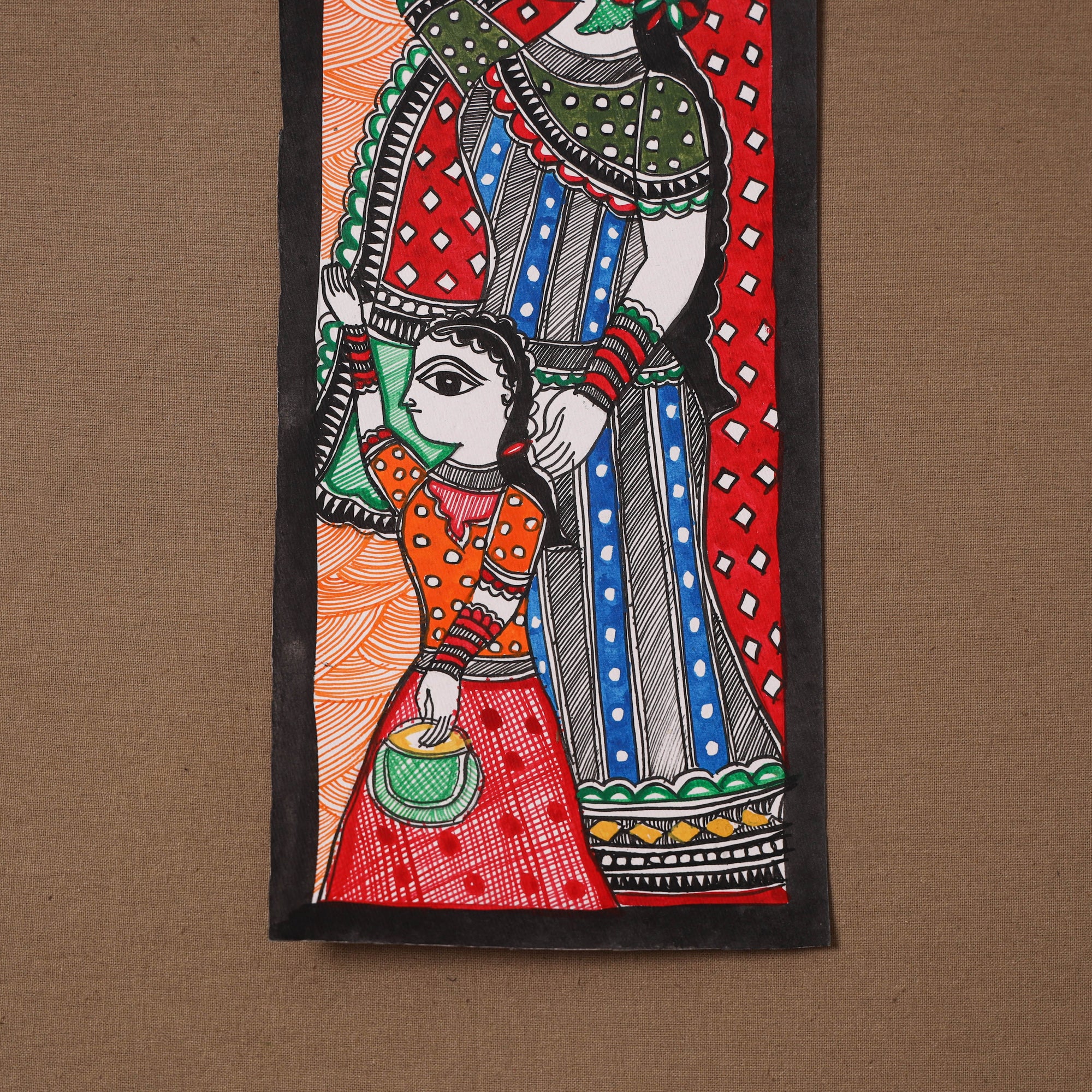 Handpainted madhubani painting by hira devi (15 x 5 in) 118
