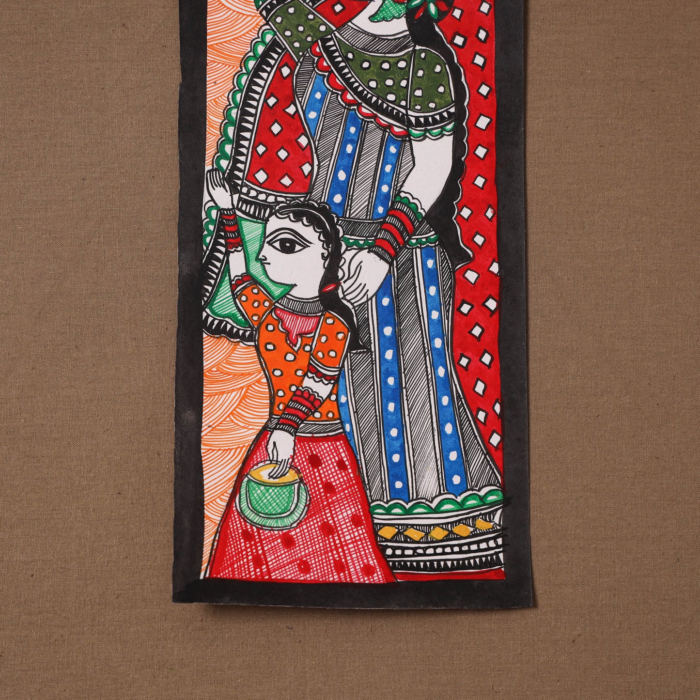 Handpainted madhubani painting by hira devi (15 x 5 in) 118