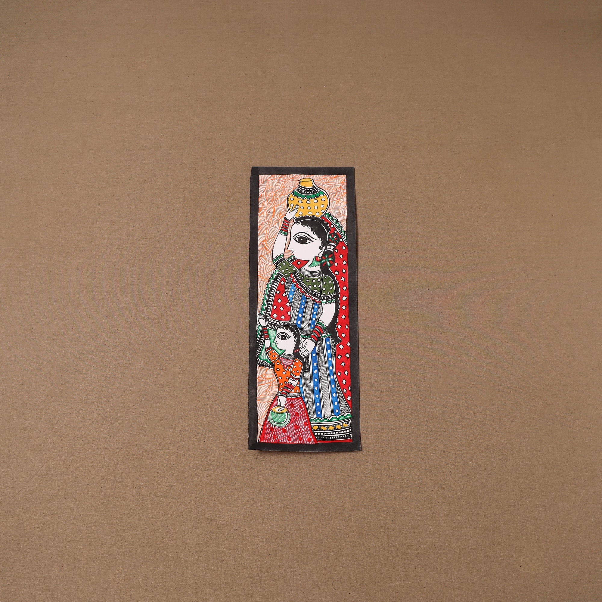 Handpainted madhubani painting by hira devi (15 x 5 in) 118