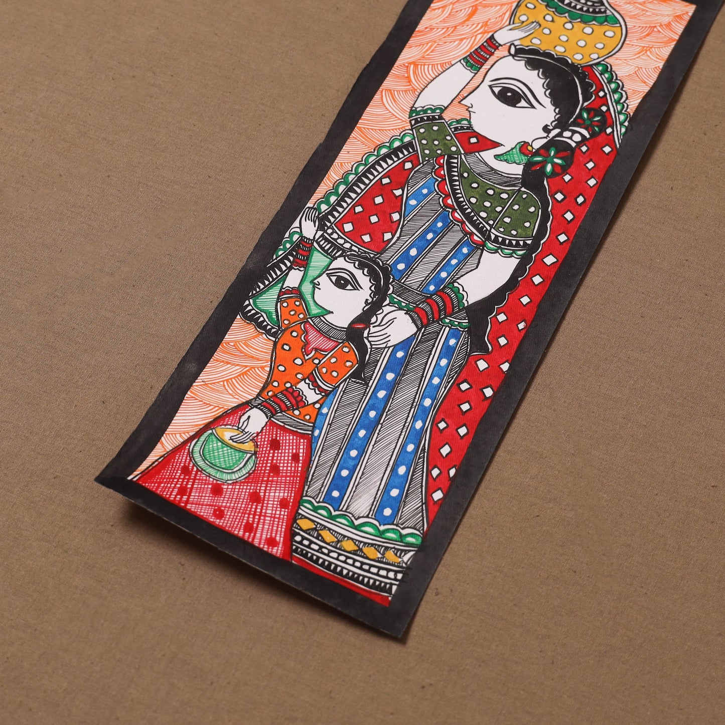 Handpainted madhubani painting by hira devi (15 x 5 in) 118