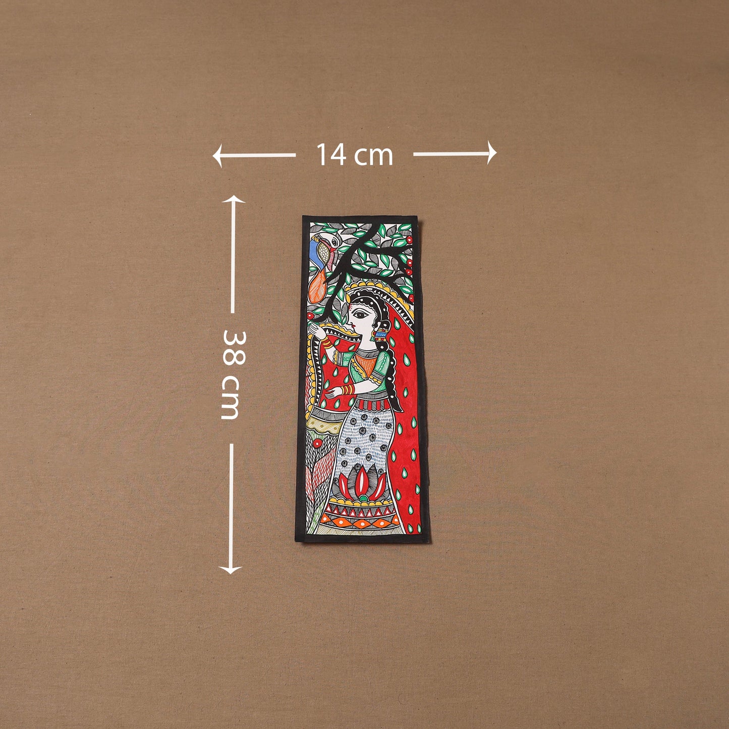 Handpainted madhubani painting by hira devi (15 x 5 in) 119