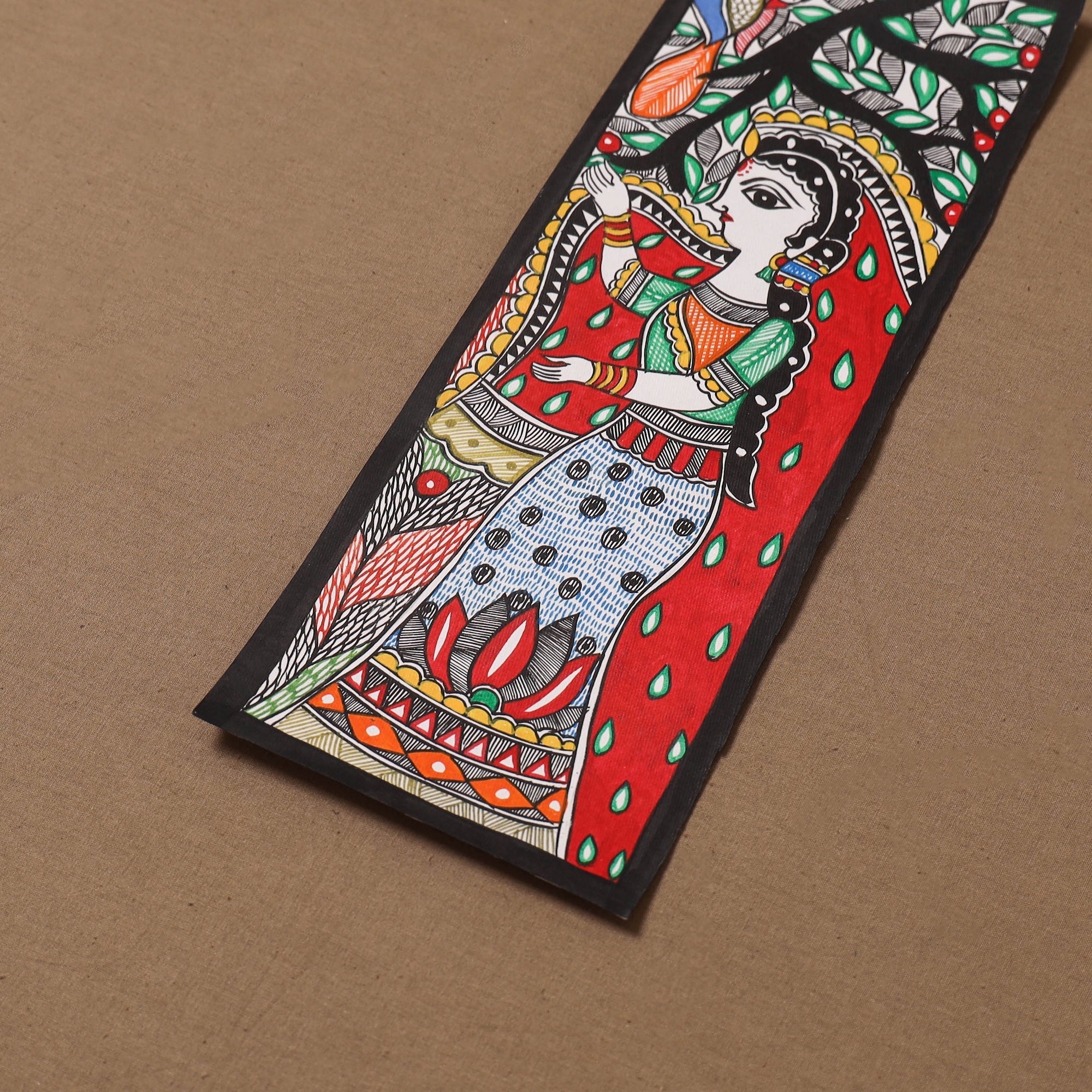 Handpainted madhubani painting by hira devi (15 x 5 in) 119