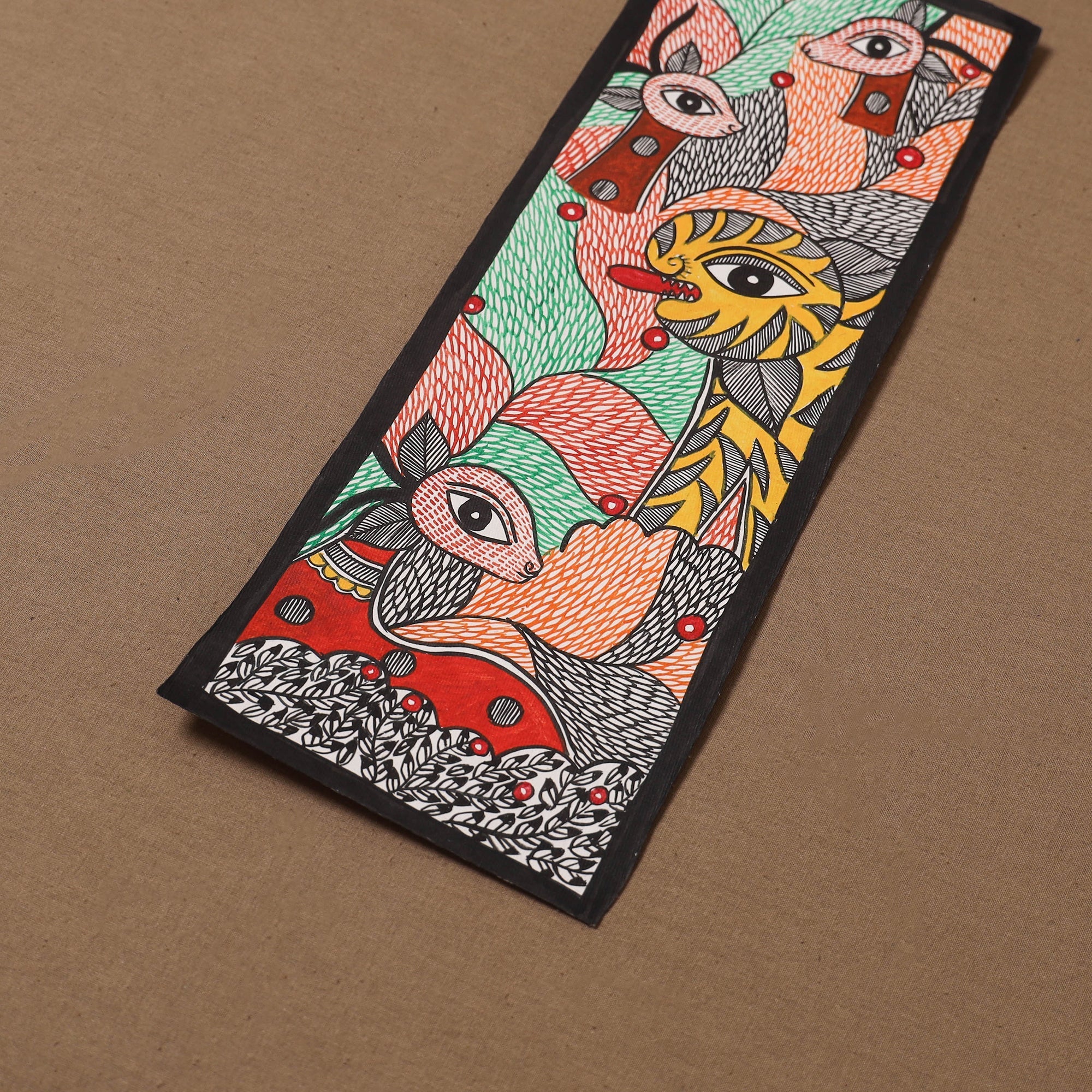 Handpainted madhubani painting by hira devi (15 x 5 in) 122