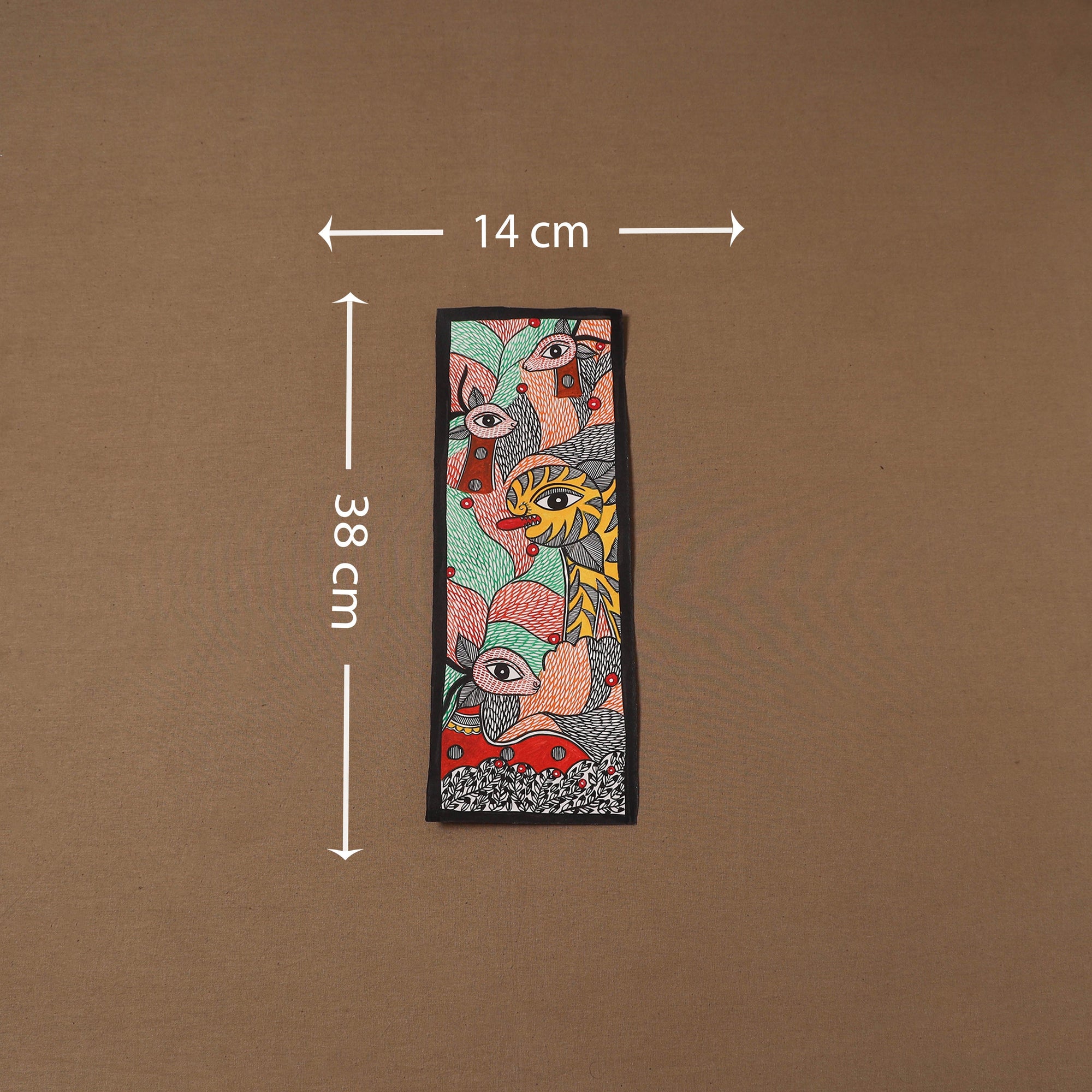 Handpainted madhubani painting by hira devi (15 x 5 in) 122