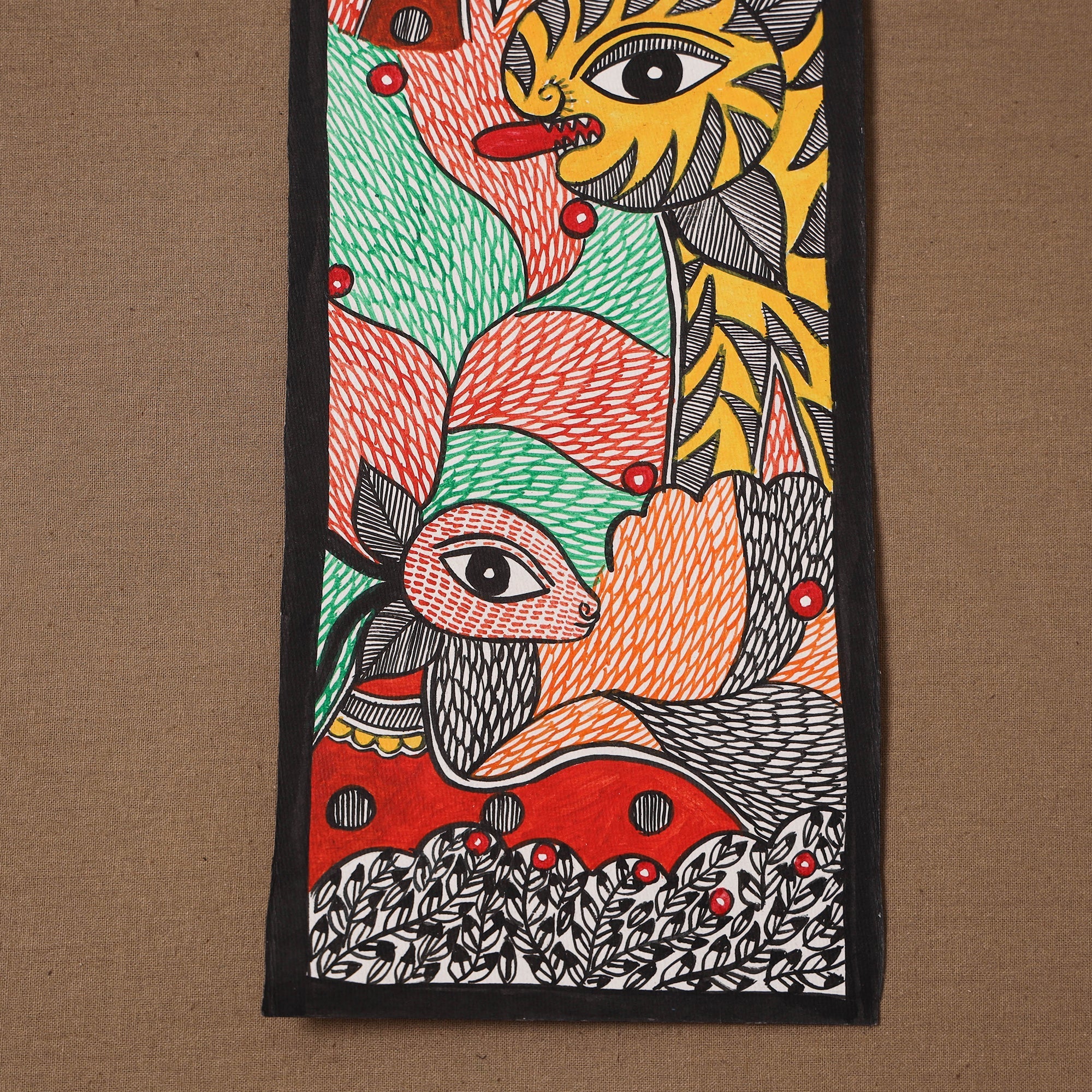 Handpainted madhubani painting by hira devi (15 x 5 in) 122