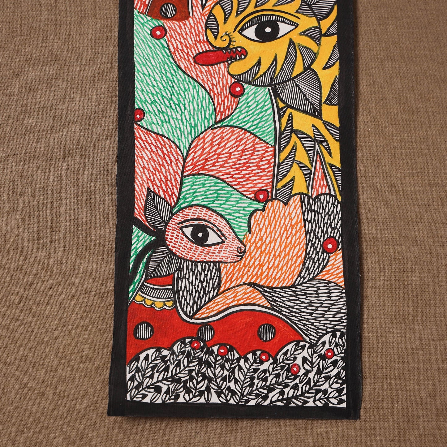 Handpainted madhubani painting by hira devi (15 x 5 in) 122
